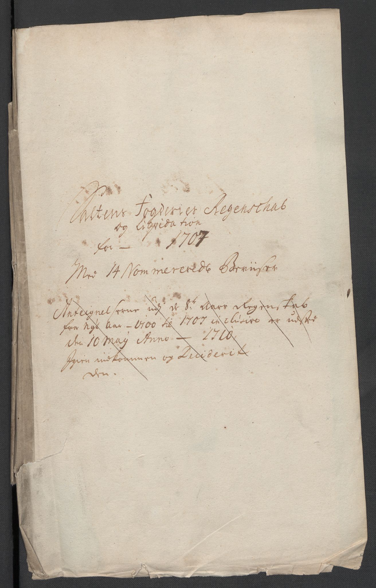 Rentekammeret inntil 1814, Reviderte regnskaper, Fogderegnskap, RA/EA-4092/R66/L4581: Fogderegnskap Salten, 1707-1710, s. 5