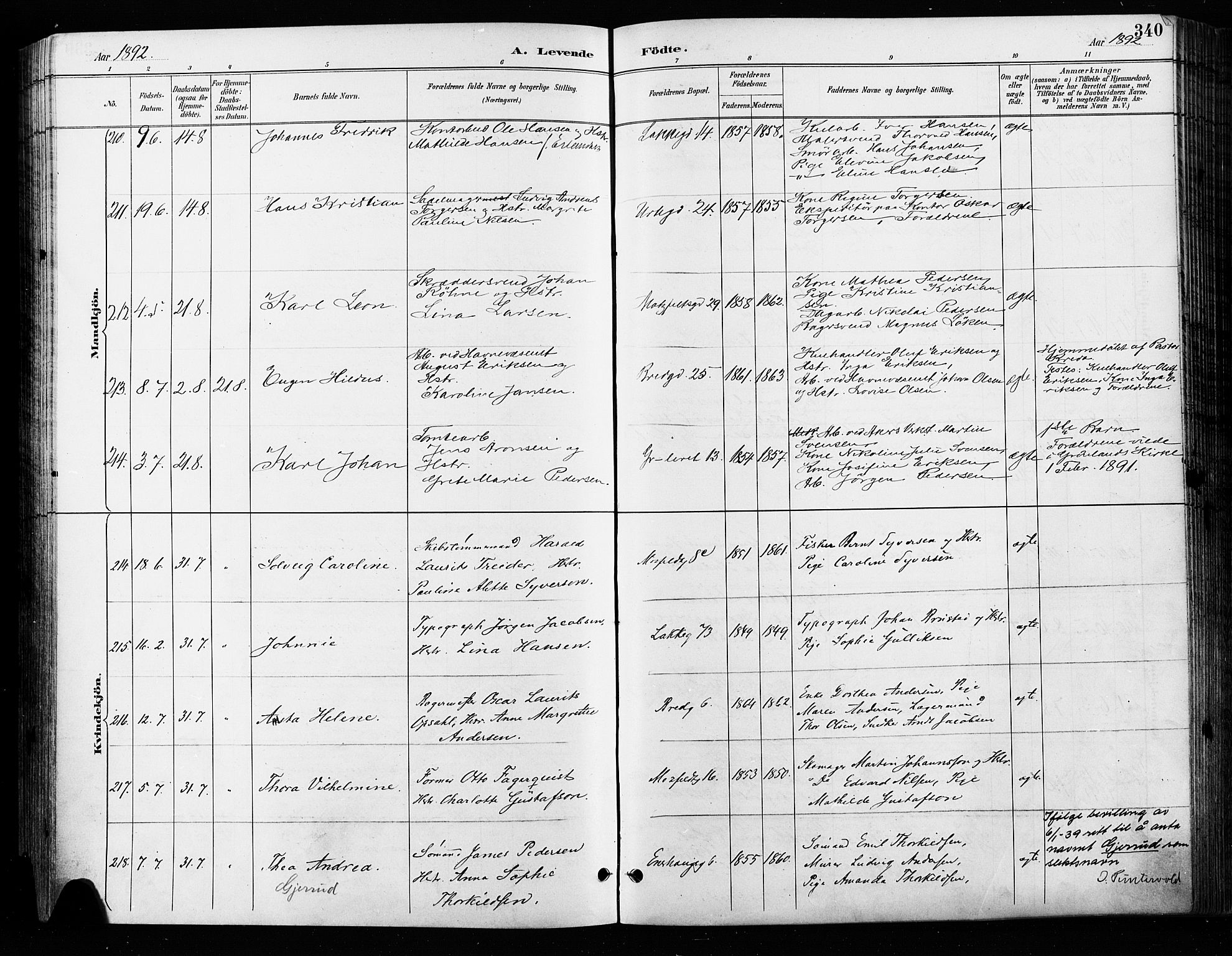 Grønland prestekontor Kirkebøker, SAO/A-10848/F/Fa/L0009: Ministerialbok nr. 9, 1888-1893, s. 340