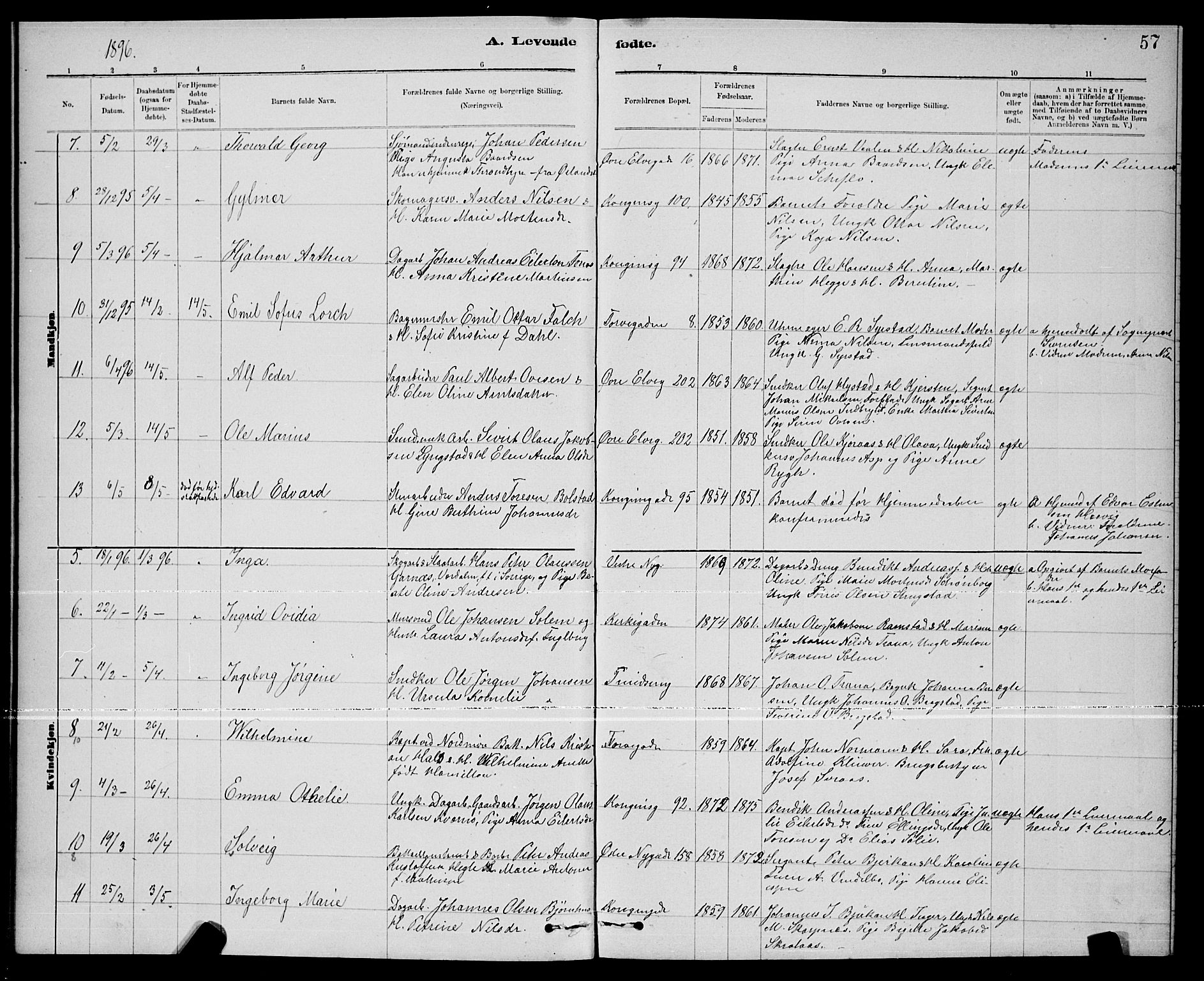 Ministerialprotokoller, klokkerbøker og fødselsregistre - Nord-Trøndelag, AV/SAT-A-1458/739/L0374: Klokkerbok nr. 739C02, 1883-1898, s. 57