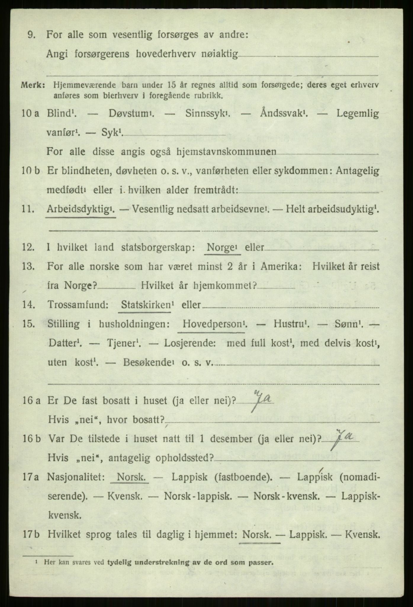 SATØ, Folketelling 1920 for 1926 Dyrøy herred, 1920, s. 1650