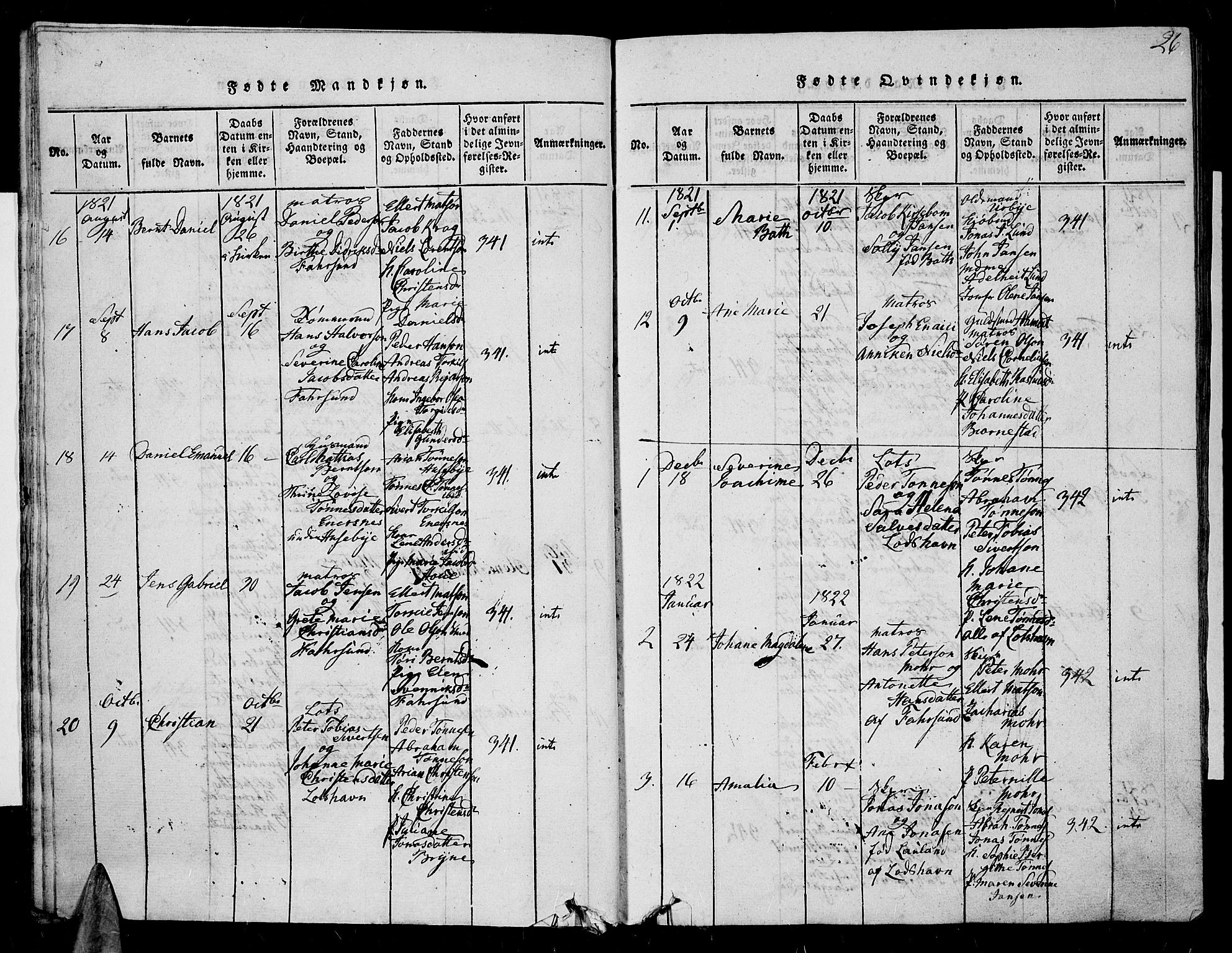 Farsund sokneprestkontor, AV/SAK-1111-0009/F/Fa/L0002: Ministerialbok nr. A 2, 1815-1836, s. 26