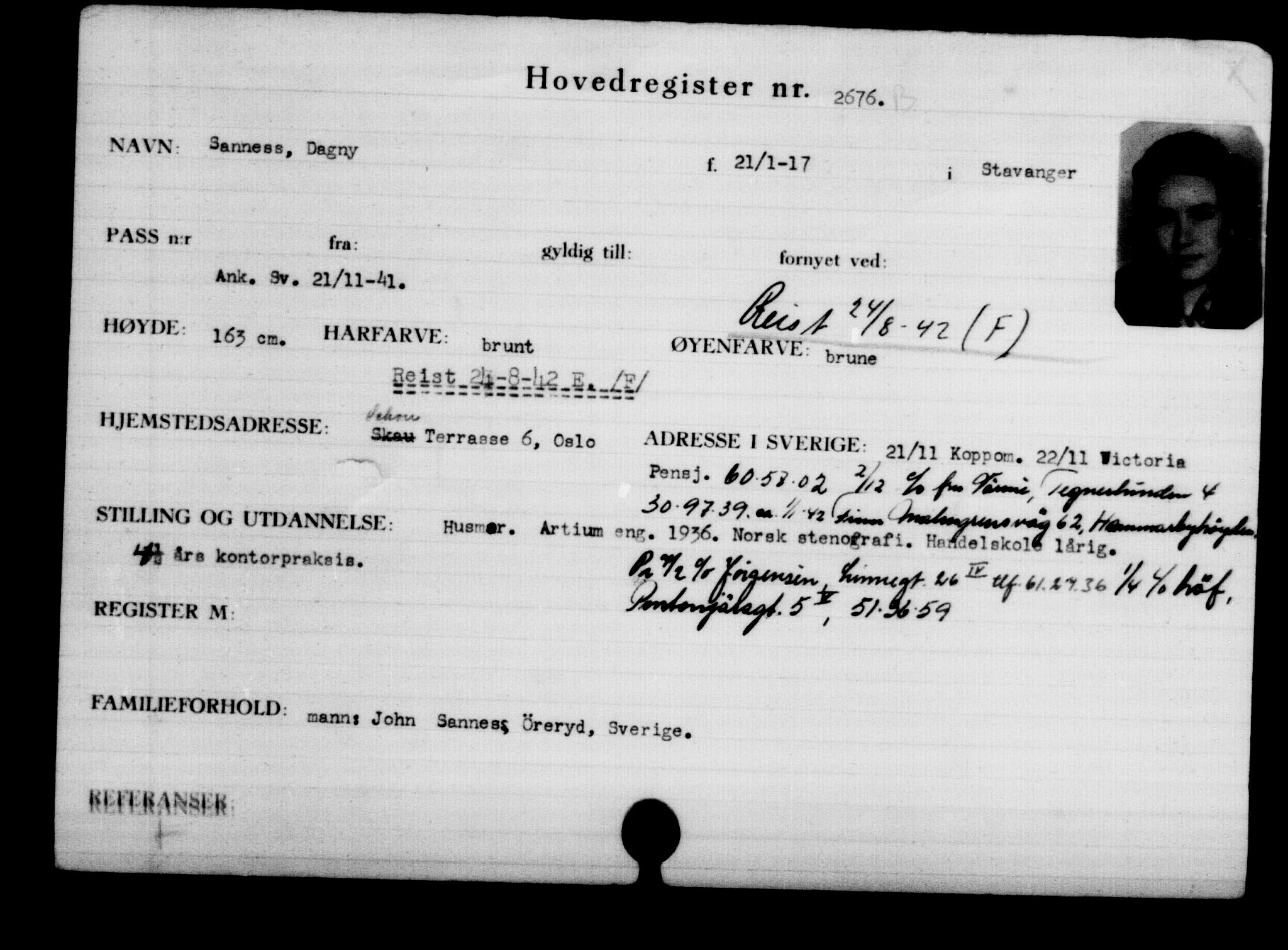 Utenriksstasjonene, Legasjonen i Stockholm, Flyktningkontoret, AV/RA-S-6753/V/Va/L0003: Kjesäterkartoteket, flyktninger med registreringsnr. 2001-3495, 1940-1945, s. 1049