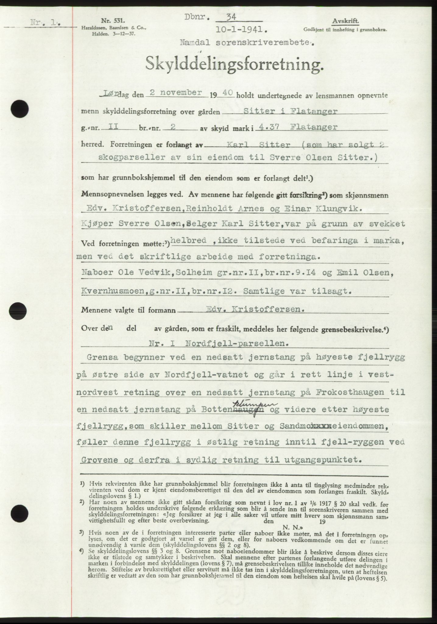 Namdal sorenskriveri, SAT/A-4133/1/2/2C: Pantebok nr. -, 1940-1941, Tingl.dato: 10.01.1941