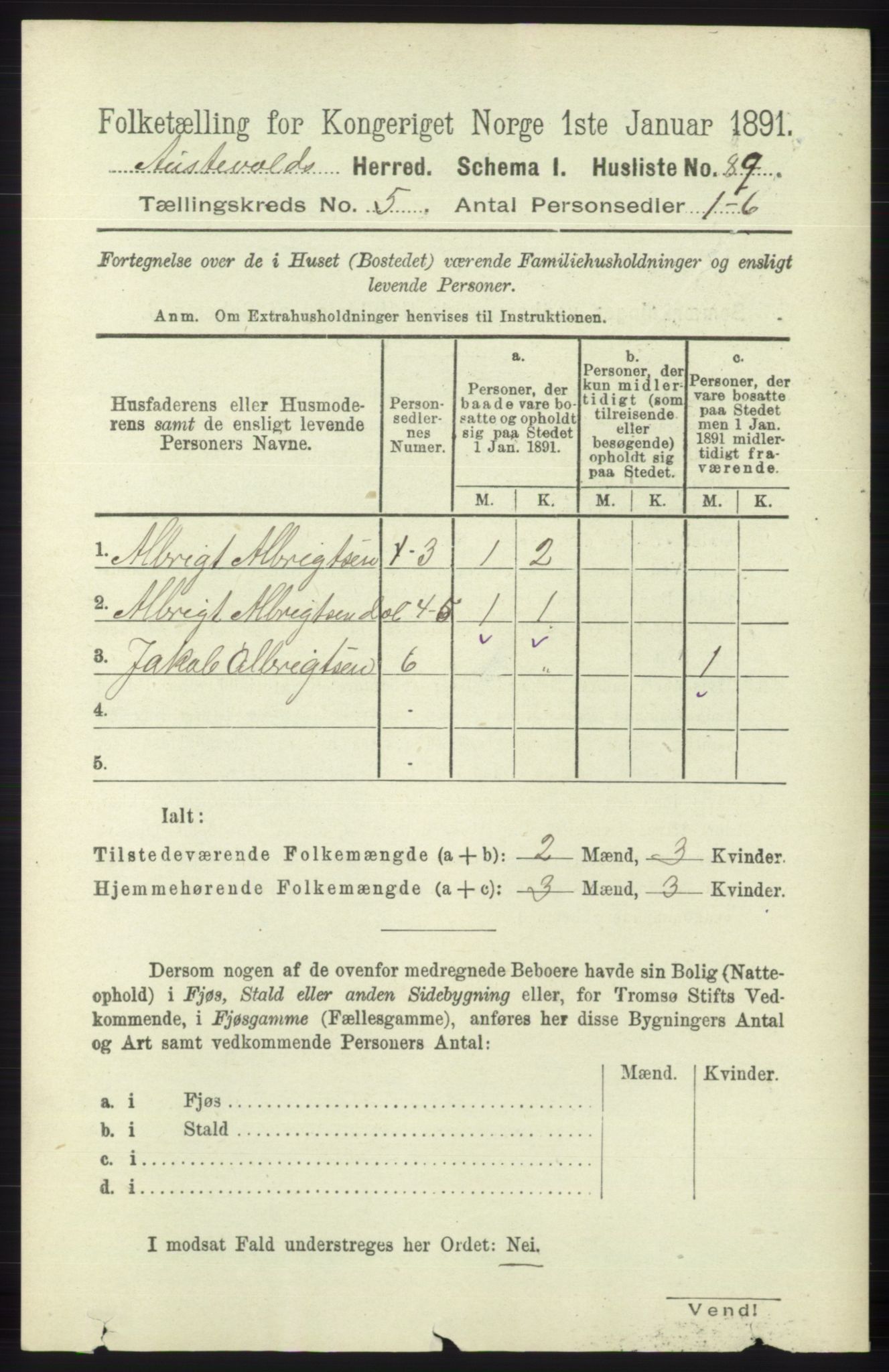 RA, Folketelling 1891 for 1244 Austevoll herred, 1891, s. 2000