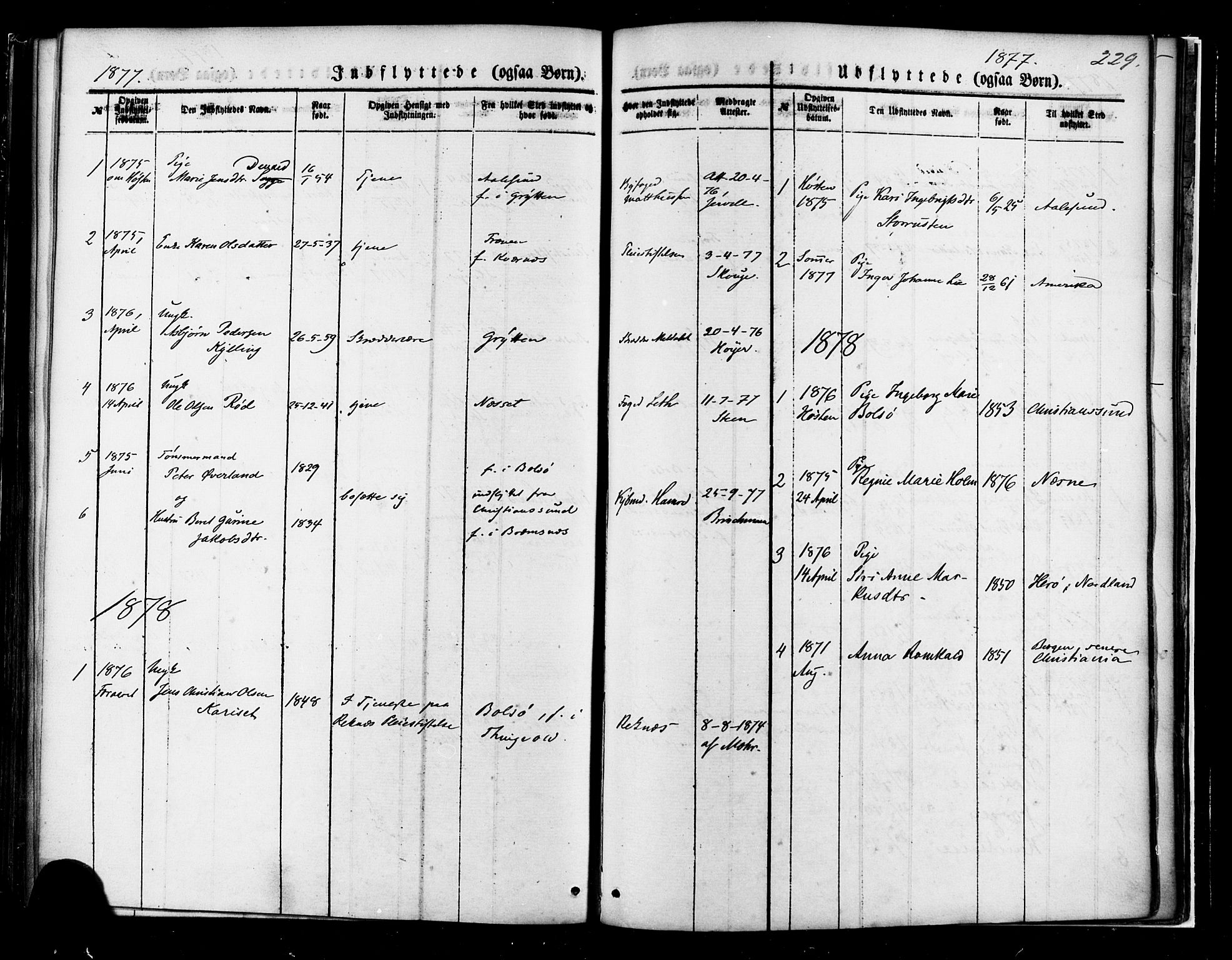Ministerialprotokoller, klokkerbøker og fødselsregistre - Møre og Romsdal, SAT/A-1454/558/L0691: Ministerialbok nr. 558A05, 1873-1886, s. 229