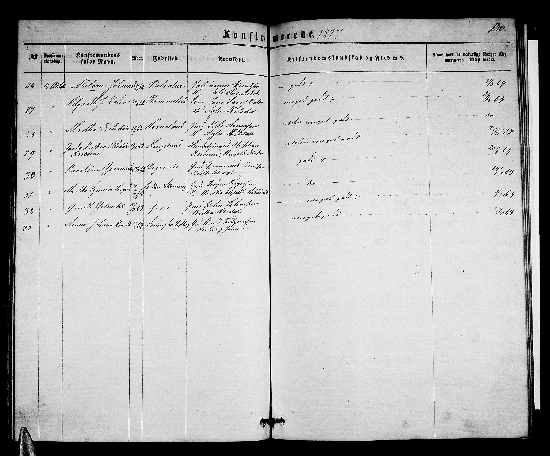 Stord sokneprestembete, AV/SAB-A-78201/H/Hab: Klokkerbok nr. A 1, 1864-1878, s. 130