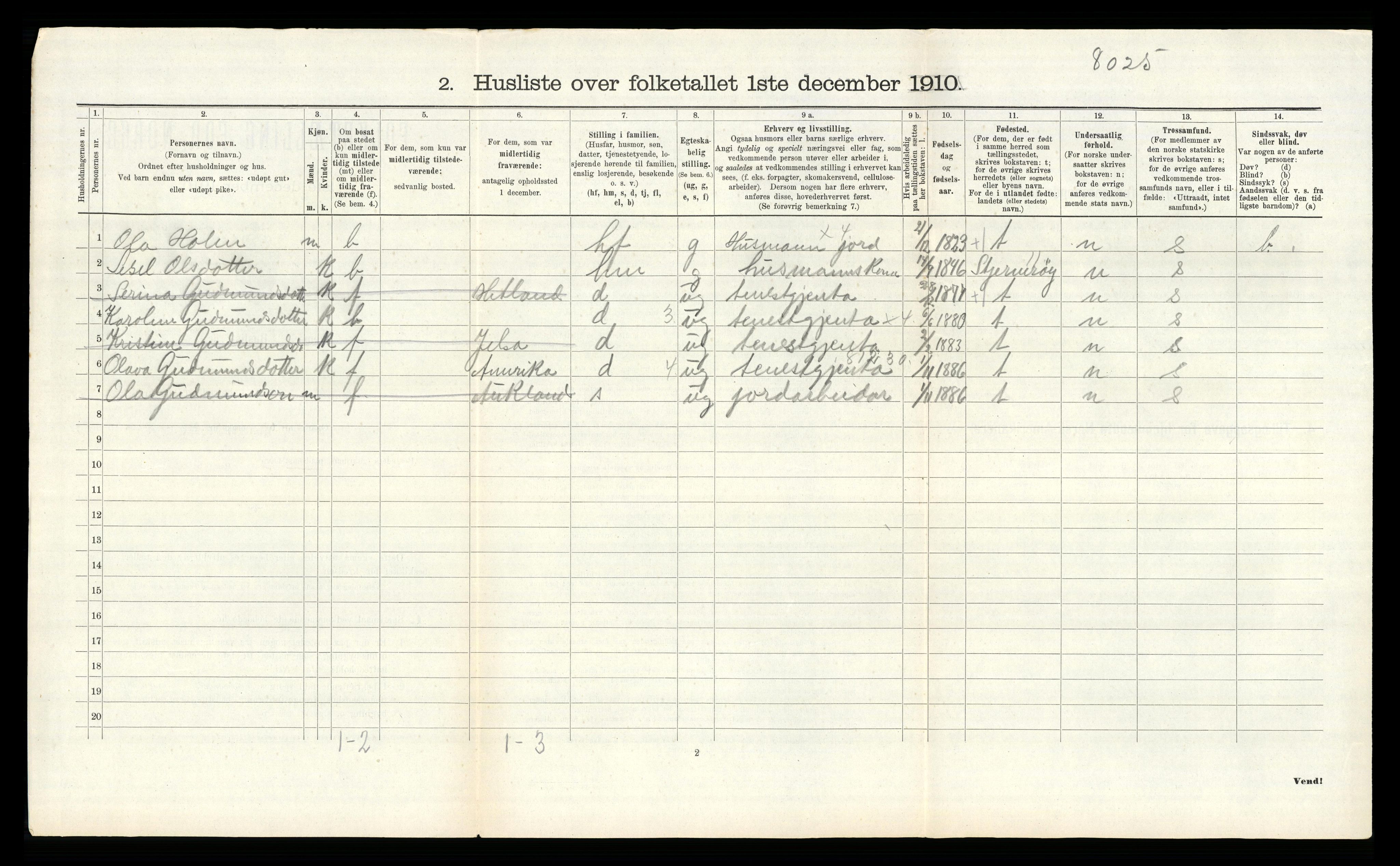 RA, Folketelling 1910 for 1133 Hjelmeland herred, 1910, s. 159