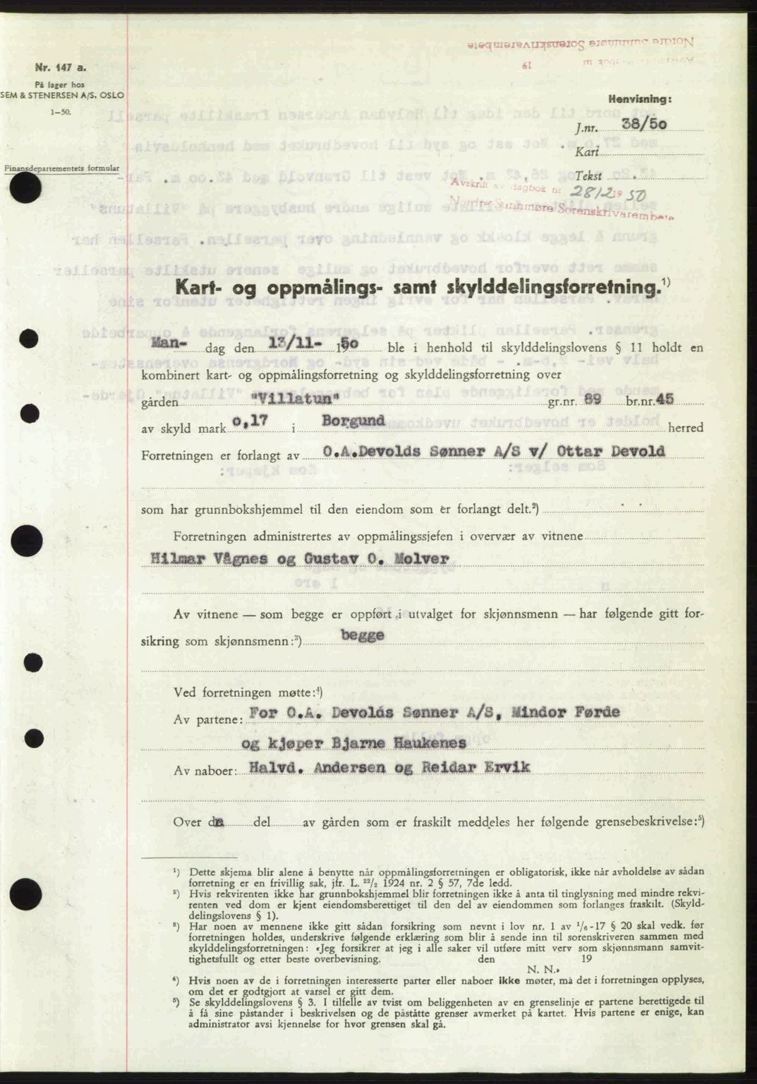 Nordre Sunnmøre sorenskriveri, SAT/A-0006/1/2/2C/2Ca: Pantebok nr. A36, 1950-1950, Dagboknr: 2812/1950