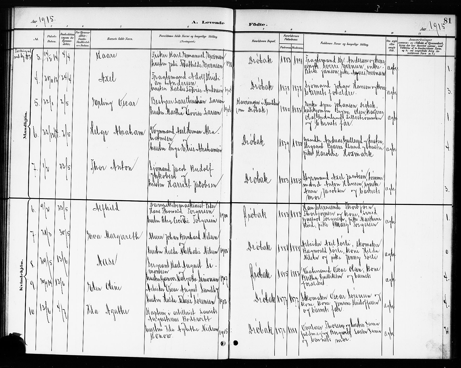 Drøbak prestekontor Kirkebøker, AV/SAO-A-10142a/G/Ga/L0001: Klokkerbok nr. I 1, 1897-1917, s. 81