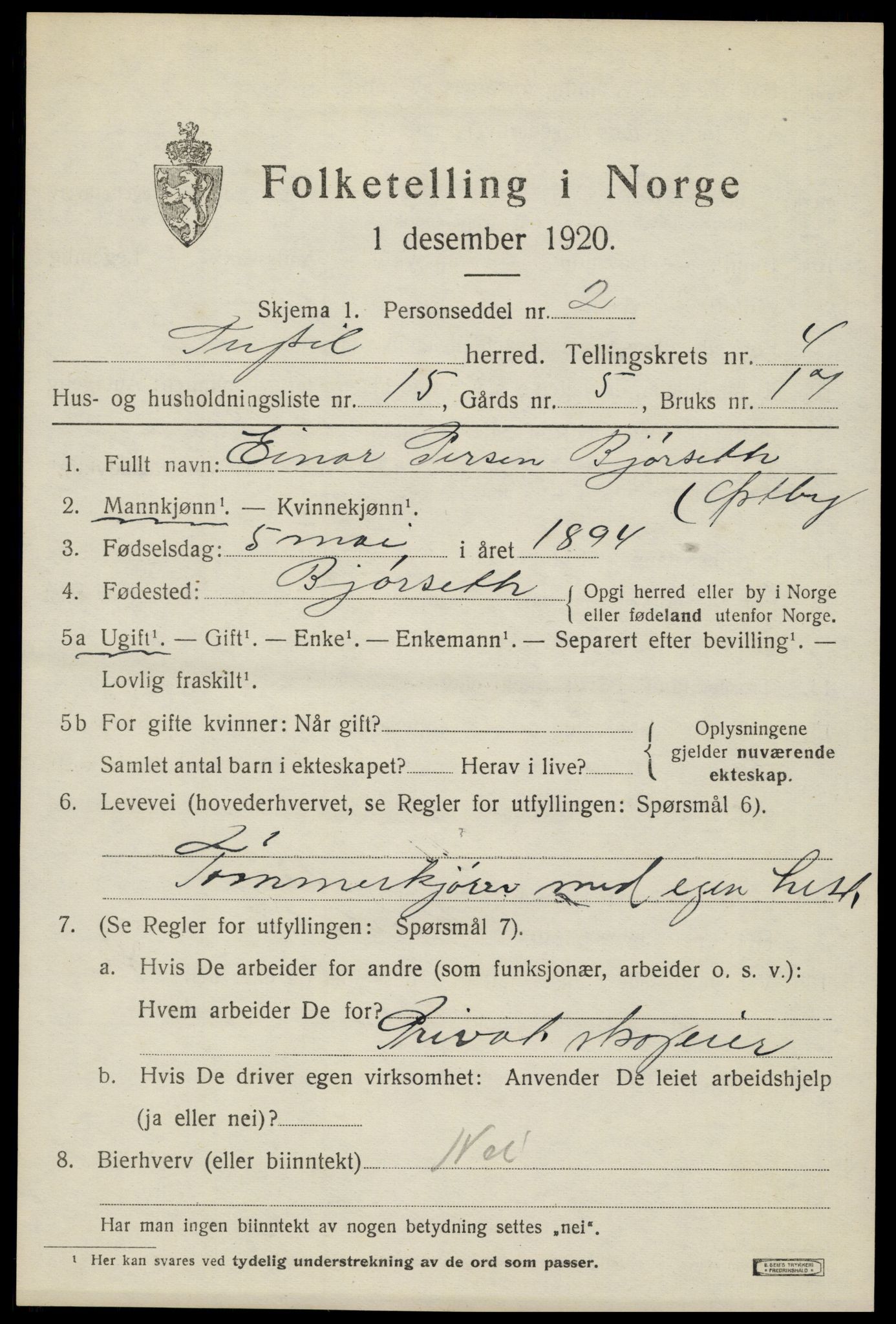 SAH, Folketelling 1920 for 0428 Trysil herred, 1920, s. 4285