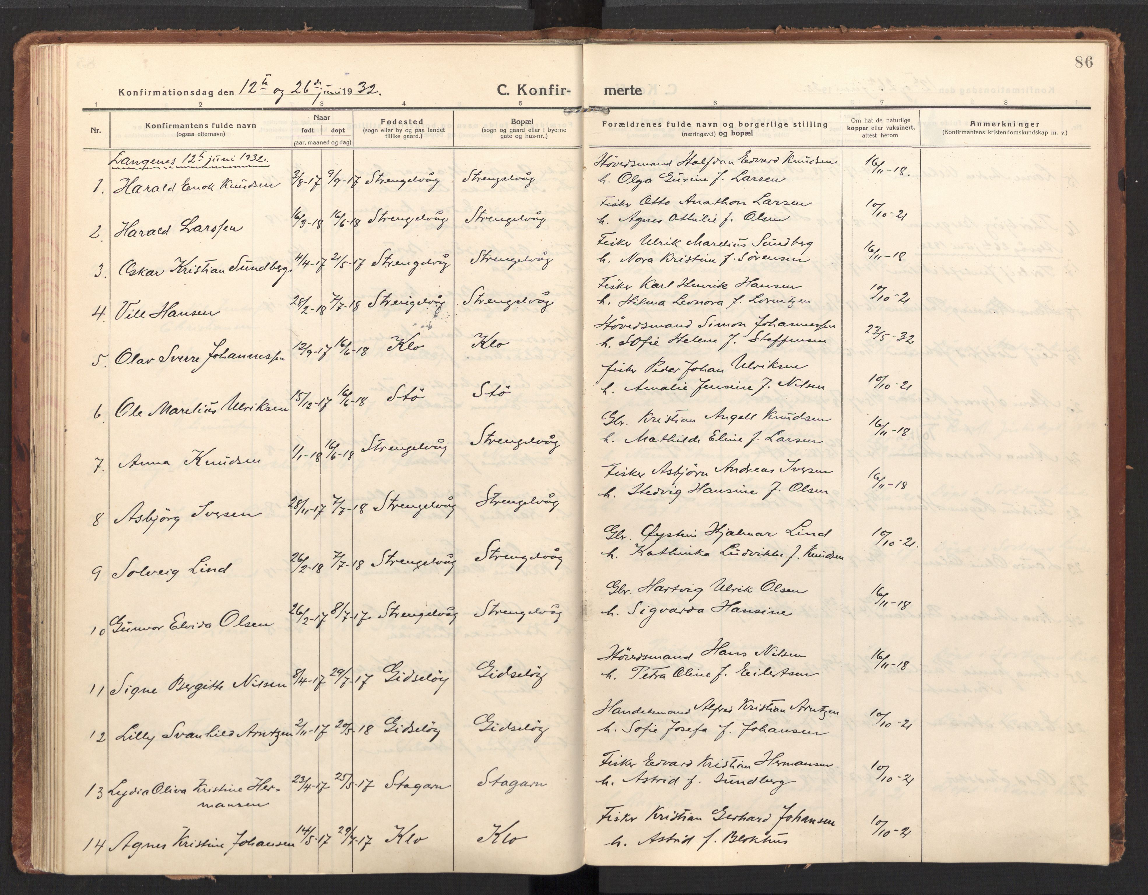 Ministerialprotokoller, klokkerbøker og fødselsregistre - Nordland, AV/SAT-A-1459/894/L1357: Ministerialbok nr. 894A03, 1913-1934, s. 86