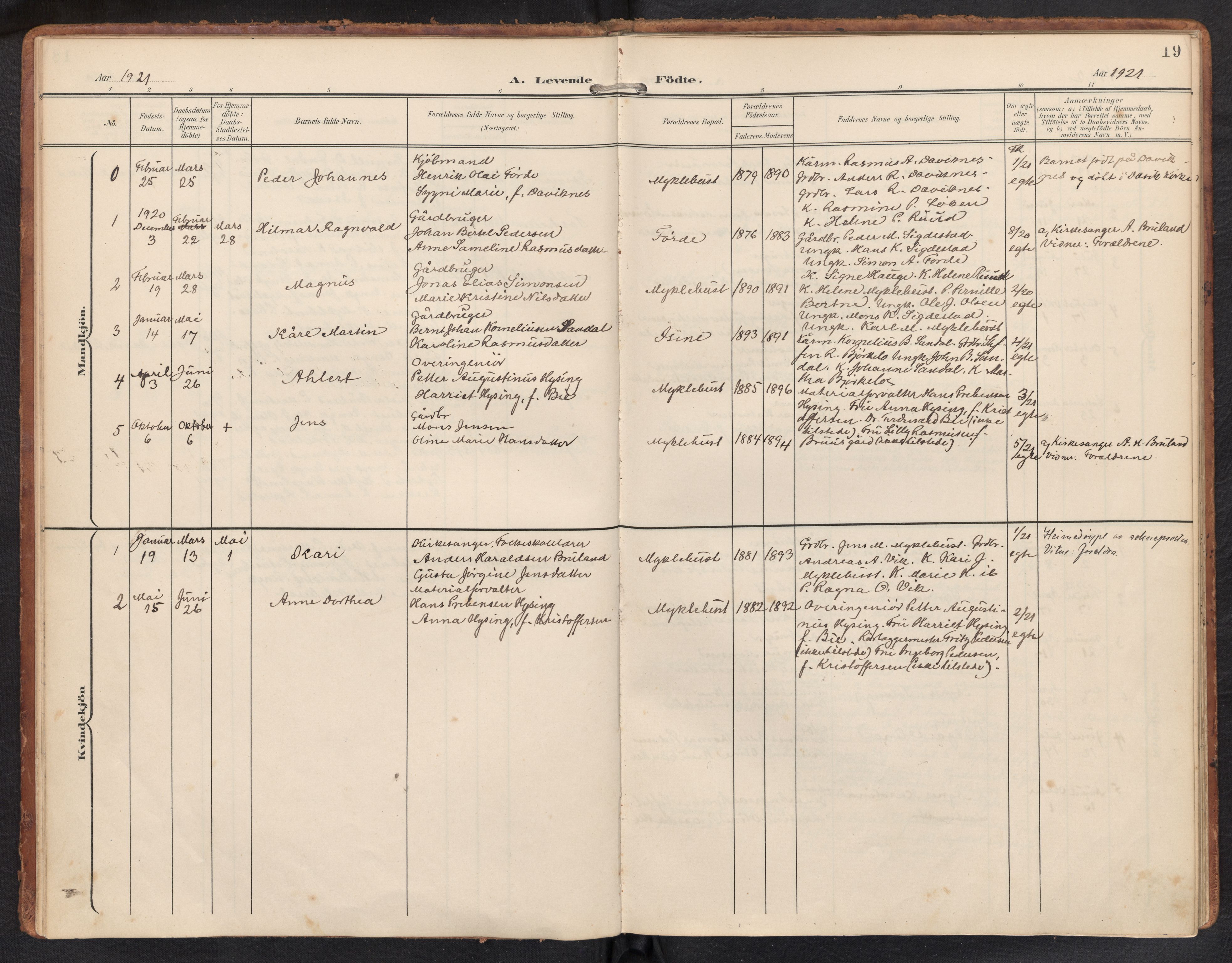 Davik sokneprestembete, AV/SAB-A-79701/H/Haa/Haae/L0002: Ministerialbok nr. E 2, 1901-1937, s. 18b-19a
