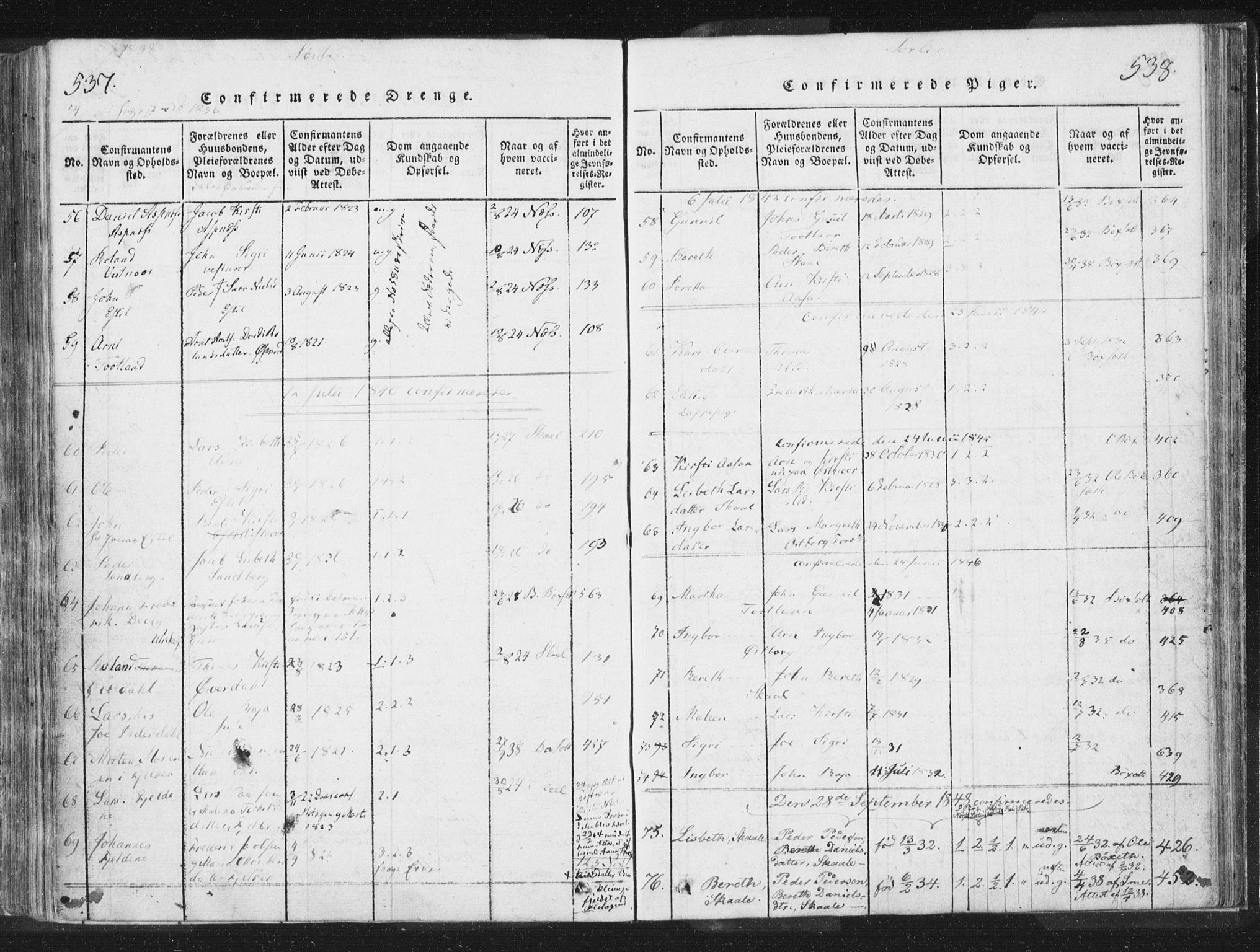 Ministerialprotokoller, klokkerbøker og fødselsregistre - Nord-Trøndelag, SAT/A-1458/755/L0491: Ministerialbok nr. 755A01 /2, 1817-1864, s. 537-538