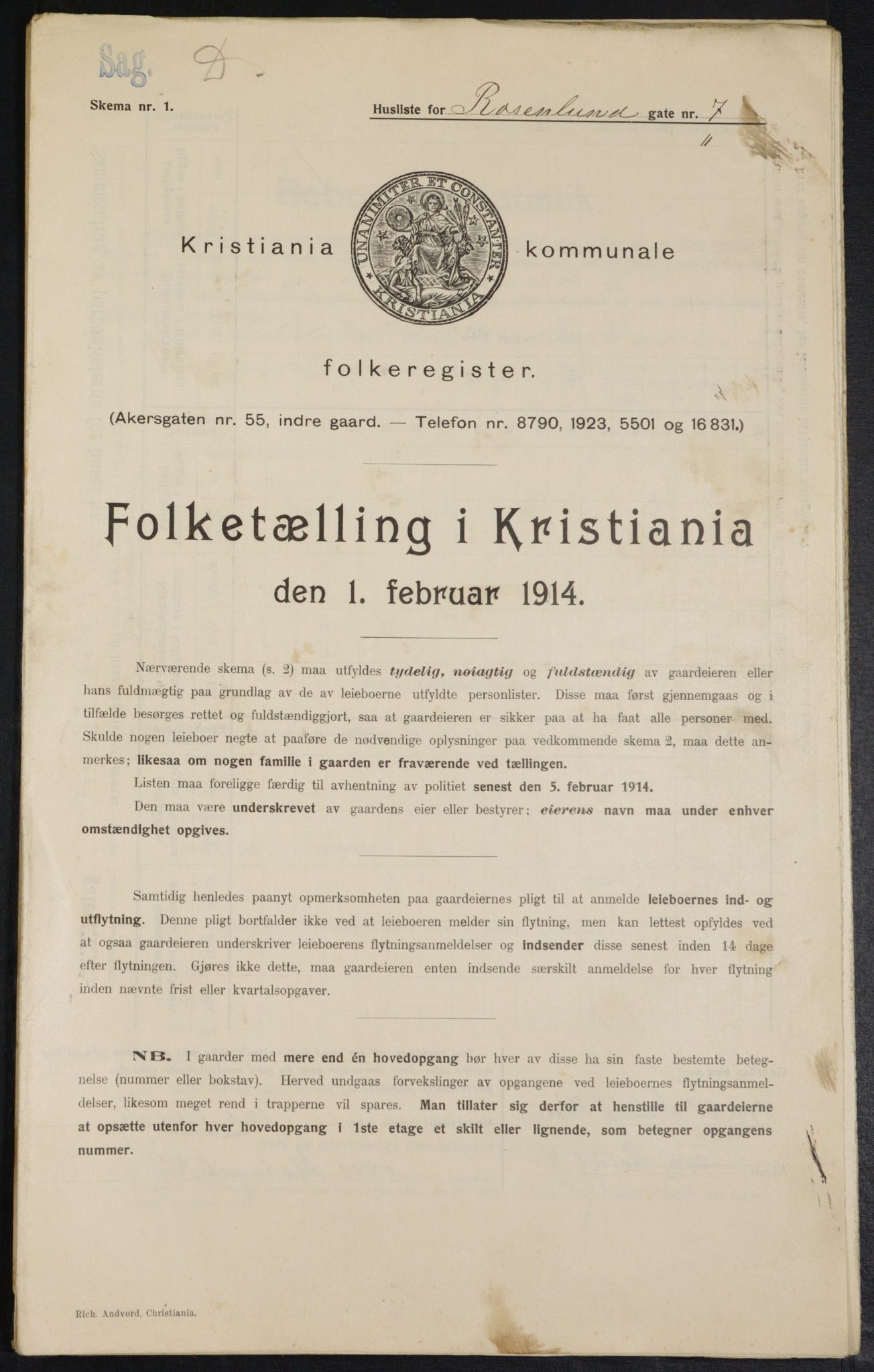 OBA, Kommunal folketelling 1.2.1914 for Kristiania, 1914, s. 83881