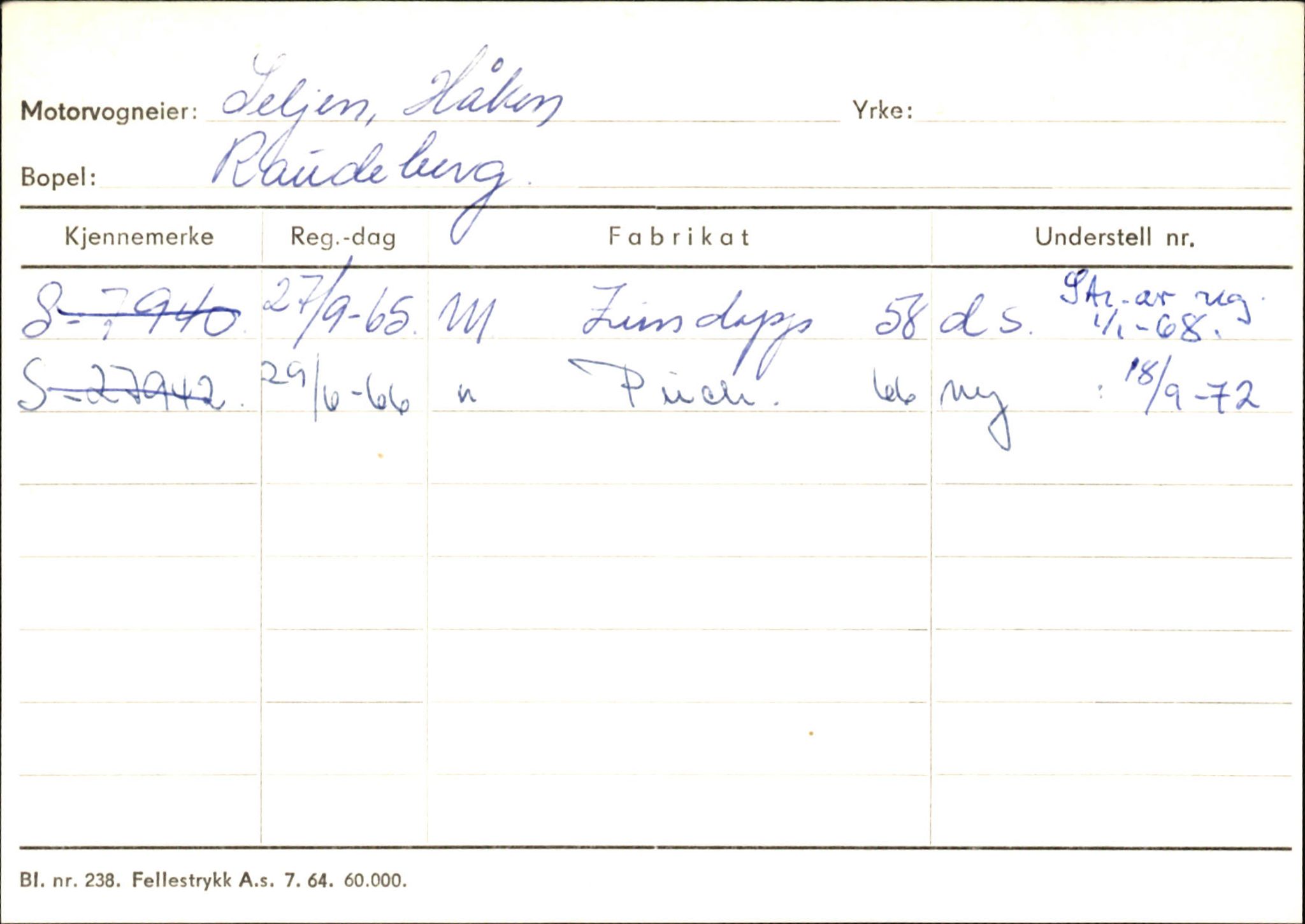 Statens vegvesen, Sogn og Fjordane vegkontor, SAB/A-5301/4/F/L0145: Registerkort Vågsøy S-Å. Årdal I-P, 1945-1975, s. 49
