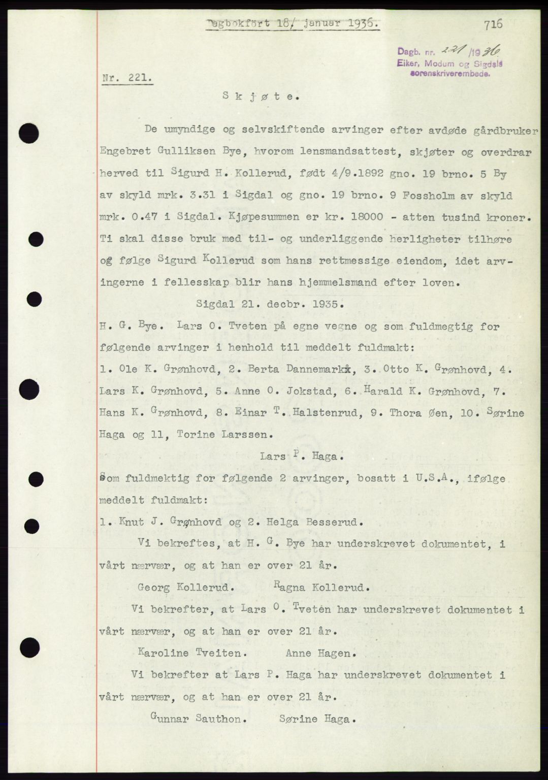Eiker, Modum og Sigdal sorenskriveri, SAKO/A-123/G/Ga/Gab/L0031: Pantebok nr. A1, 1935-1936, Tingl.dato: 18.01.1936