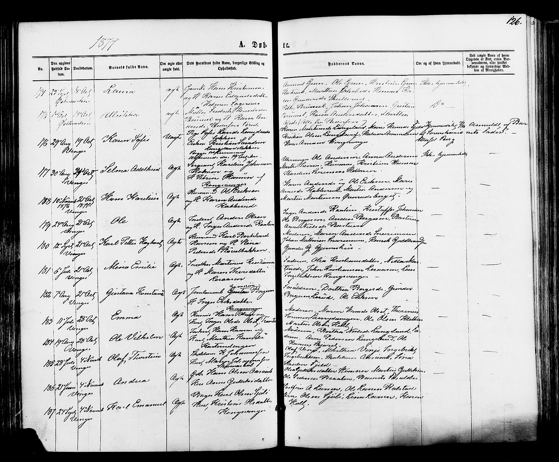 Vinger prestekontor, AV/SAH-PREST-024/H/Ha/Haa/L0012: Ministerialbok nr. 12, 1871-1880, s. 126