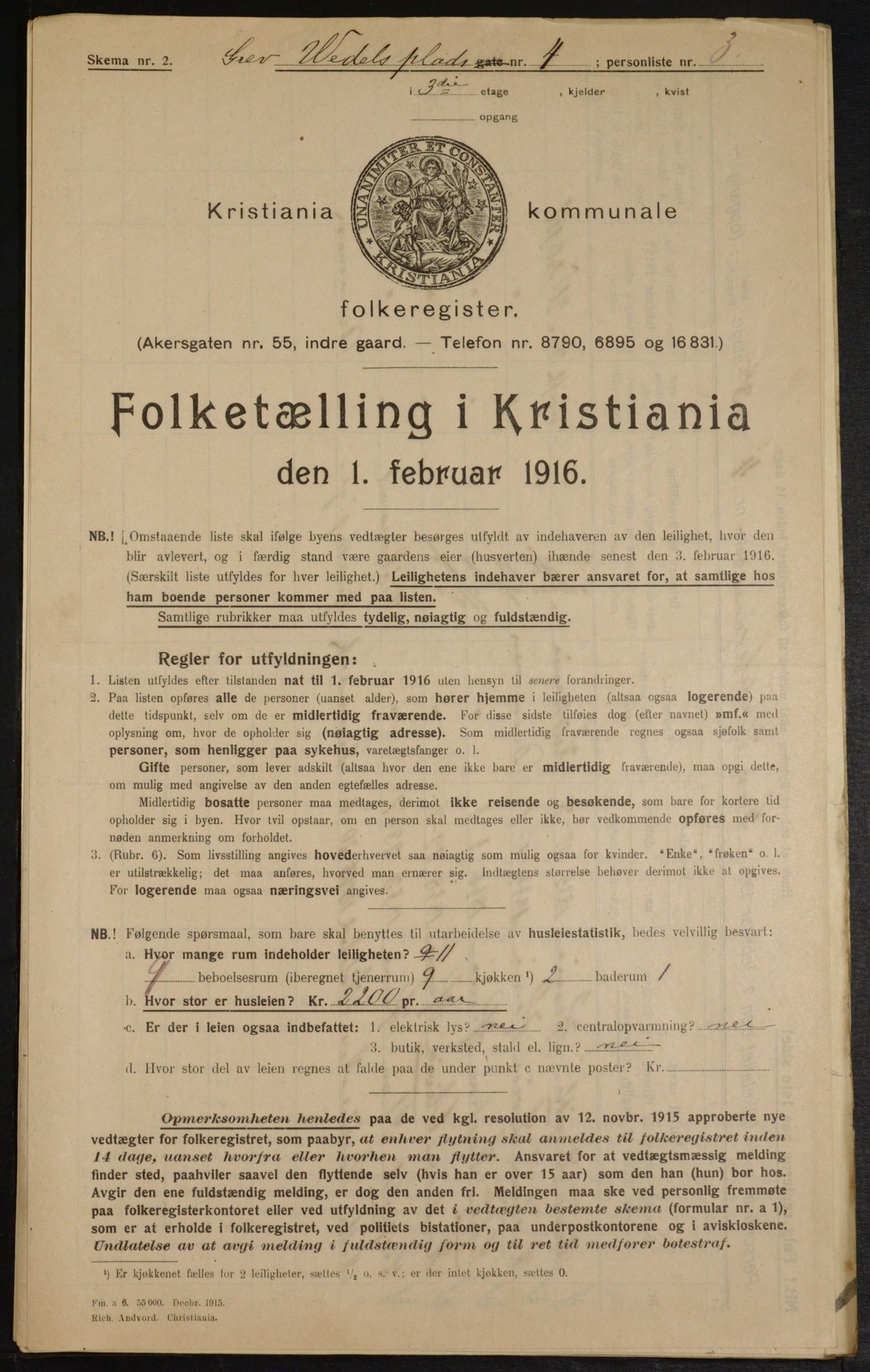 OBA, Kommunal folketelling 1.2.1916 for Kristiania, 1916, s. 30463