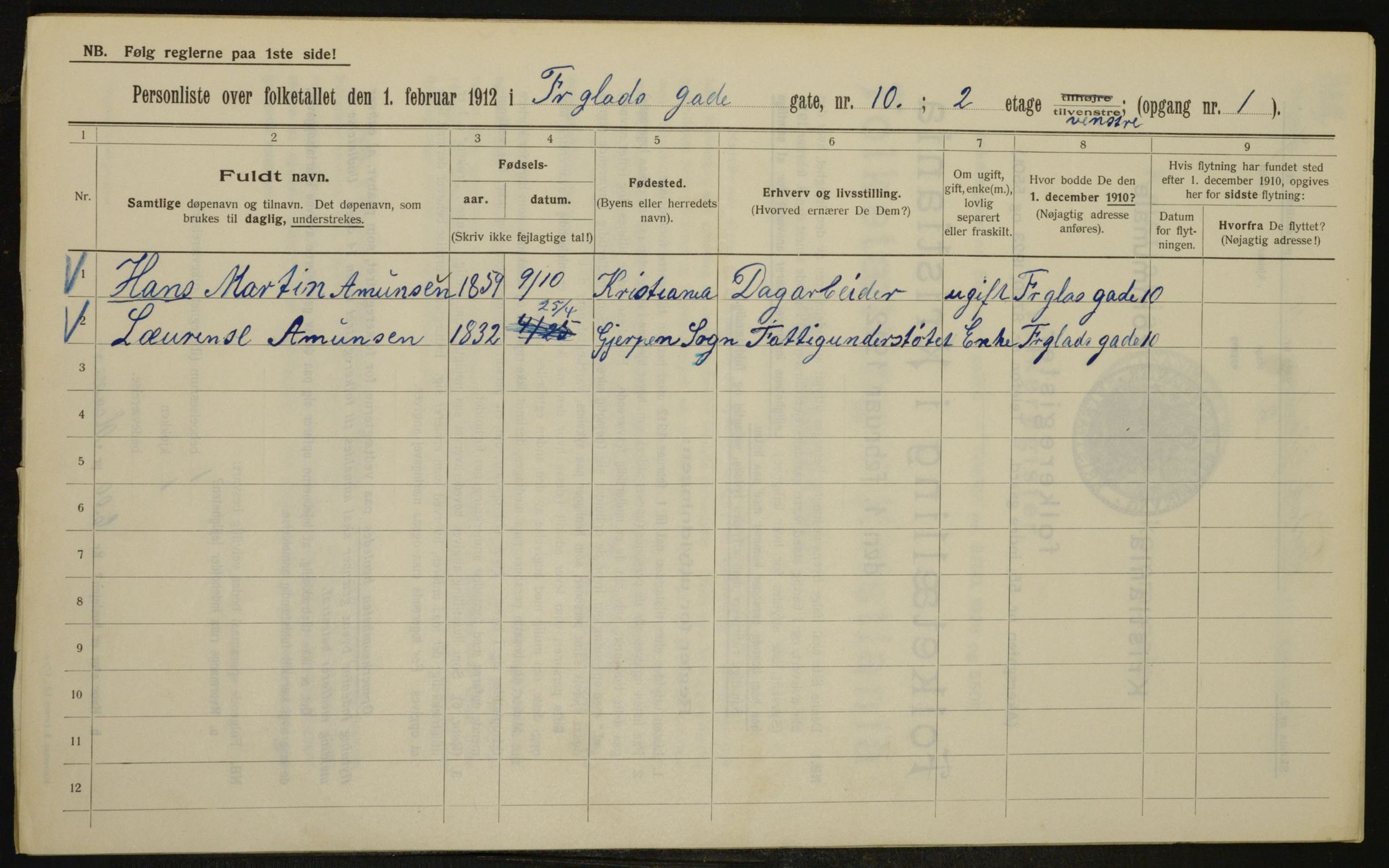 OBA, Kommunal folketelling 1.2.1912 for Kristiania, 1912, s. 26567