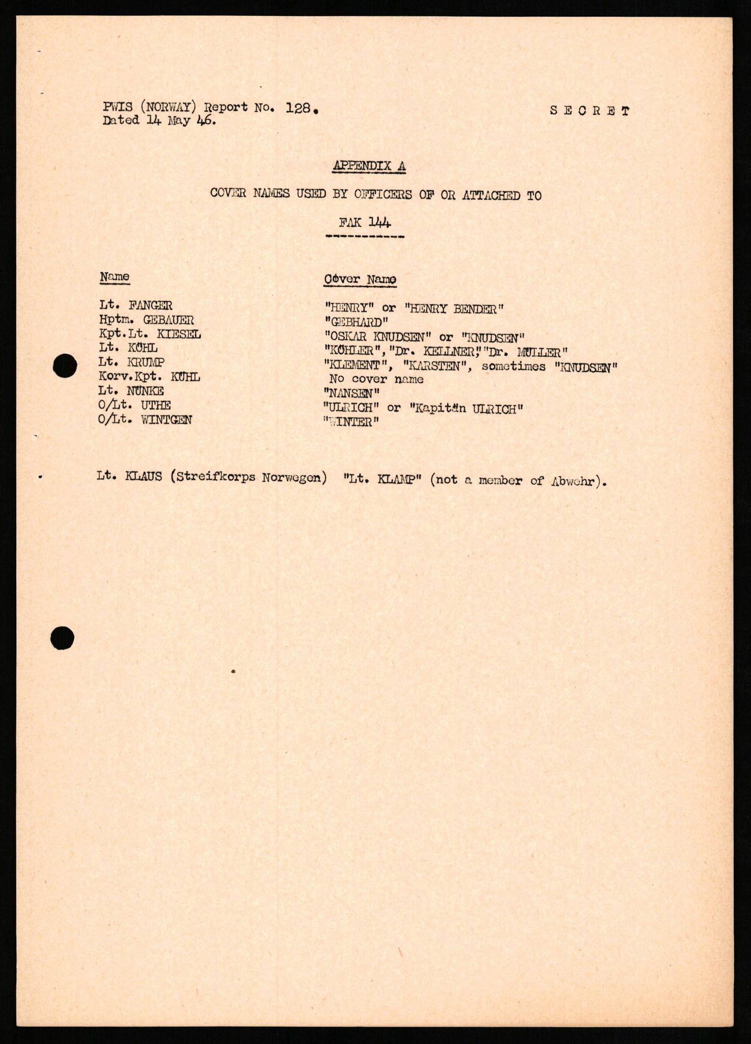 Forsvaret, Forsvarets overkommando II, AV/RA-RAFA-3915/D/Db/L0016: CI Questionaires. Tyske okkupasjonsstyrker i Norge. Tyskere., 1945-1946, s. 734