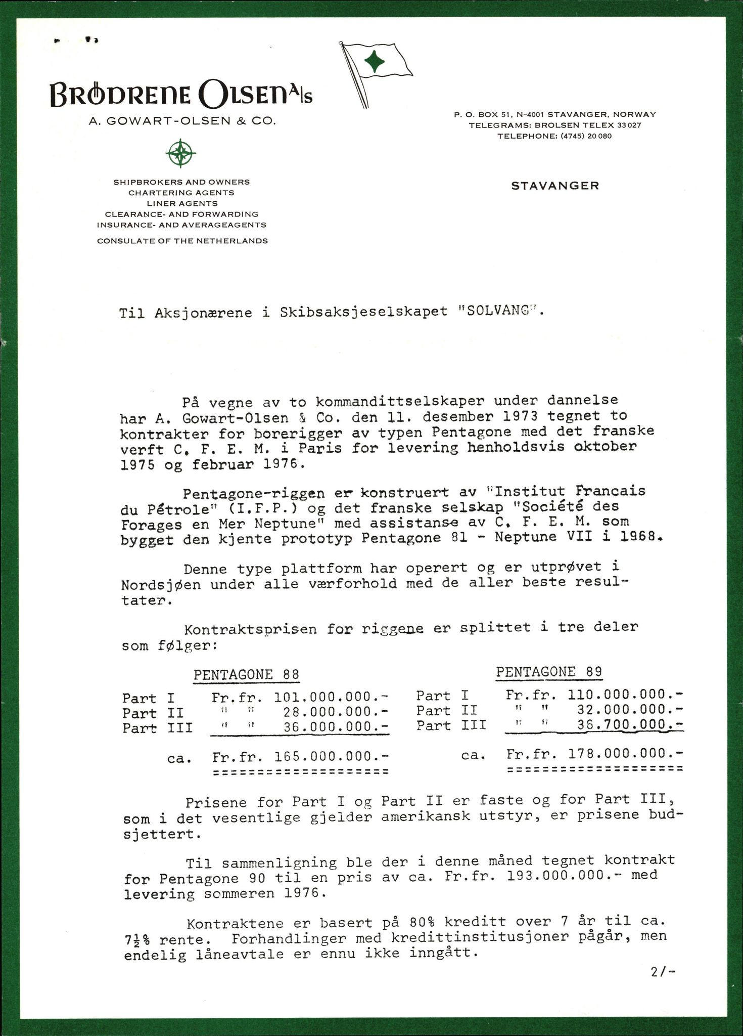 Pa 1503 - Stavanger Drilling AS, AV/SAST-A-101906/2/E/Ea/Eaa/L0001: Korrespondanse, 1970-1983