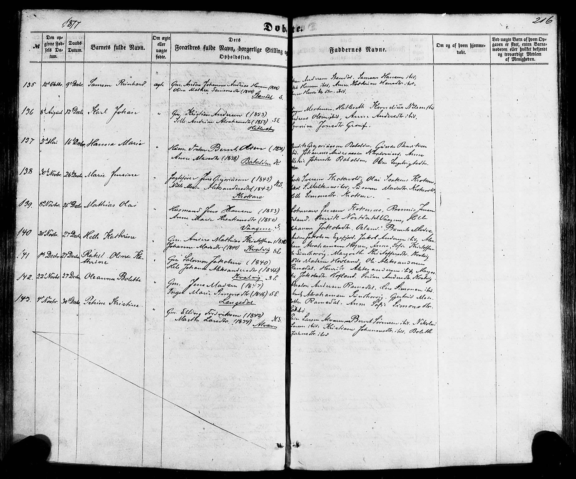 Kinn sokneprestembete, AV/SAB-A-80801/H/Haa/Haaa/L0006: Ministerialbok nr. A 6, 1857-1885, s. 216