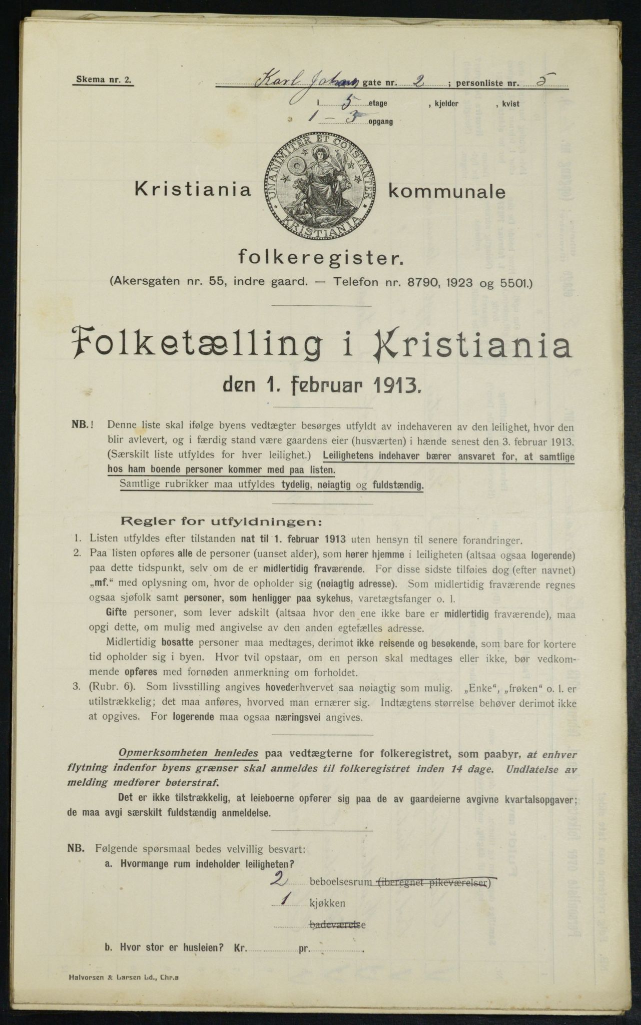 OBA, Kommunal folketelling 1.2.1913 for Kristiania, 1913, s. 48425