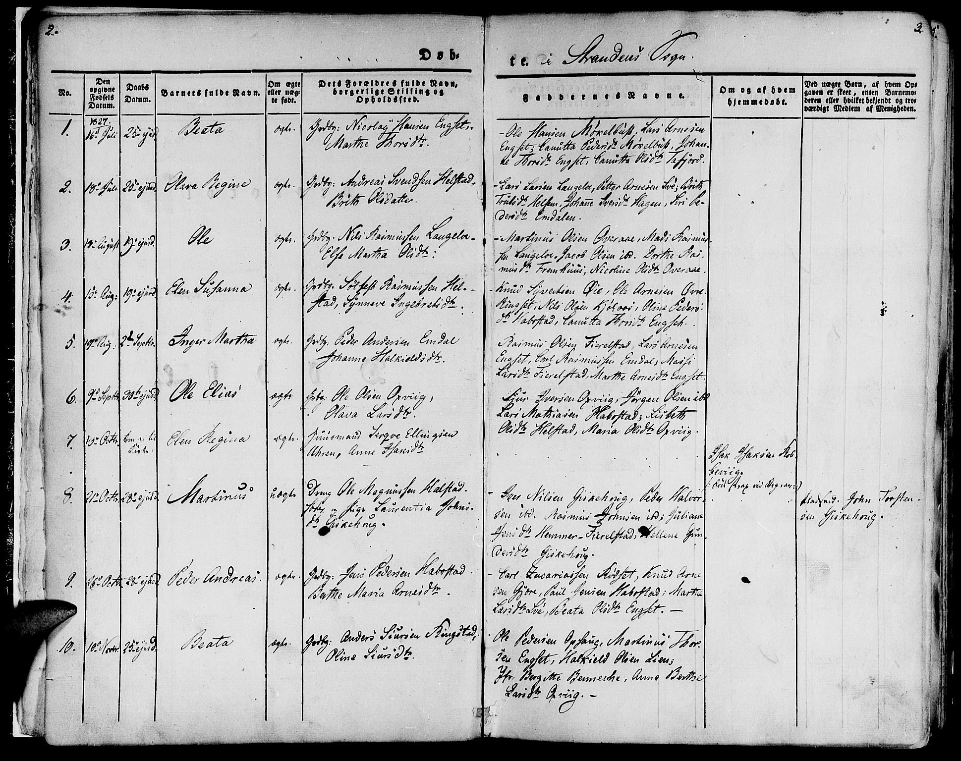 Ministerialprotokoller, klokkerbøker og fødselsregistre - Møre og Romsdal, AV/SAT-A-1454/520/L0274: Ministerialbok nr. 520A04, 1827-1864, s. 2-3