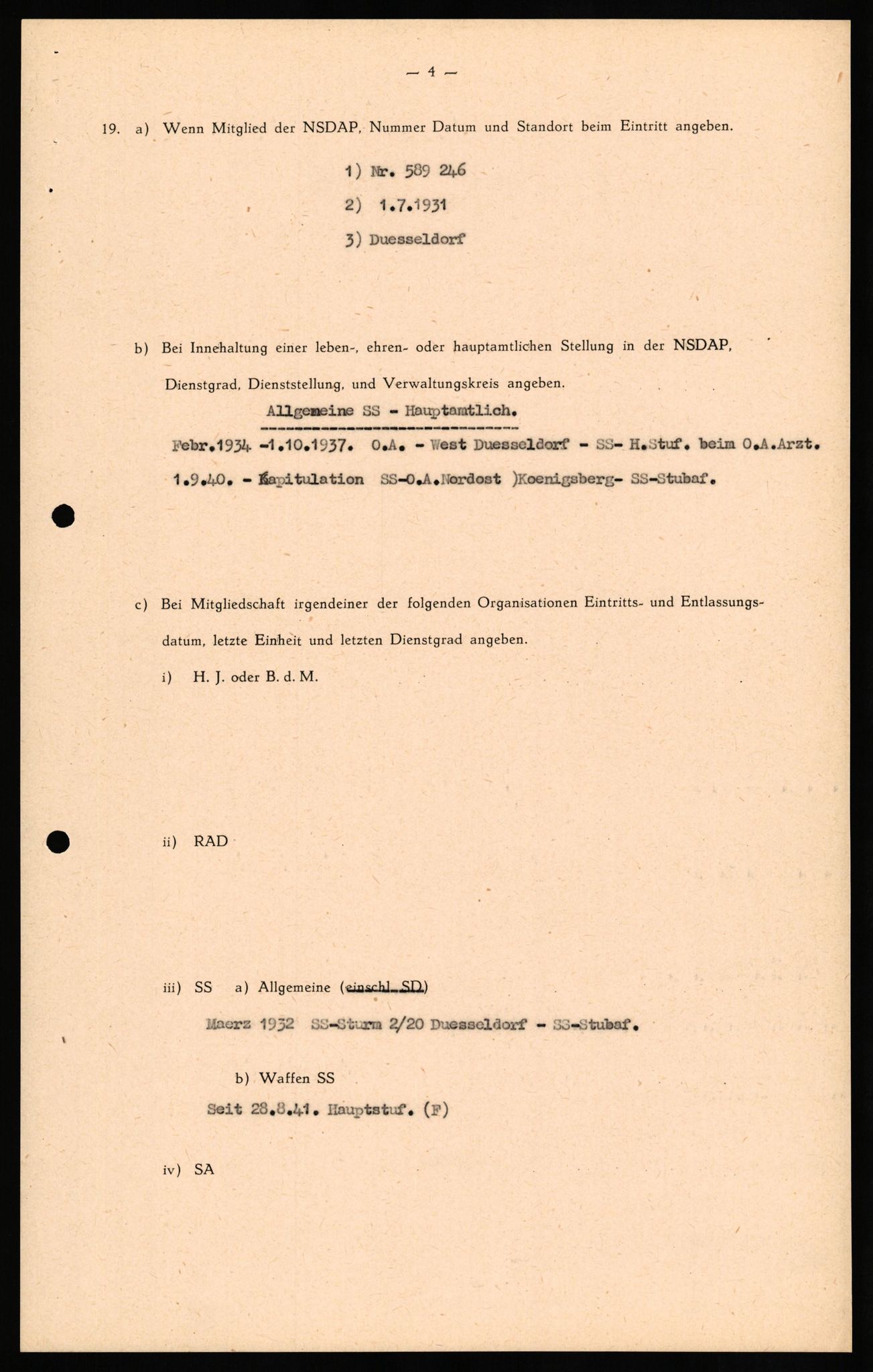Forsvaret, Forsvarets overkommando II, RA/RAFA-3915/D/Db/L0027: CI Questionaires. Tyske okkupasjonsstyrker i Norge. Tyskere., 1945-1946, s. 40