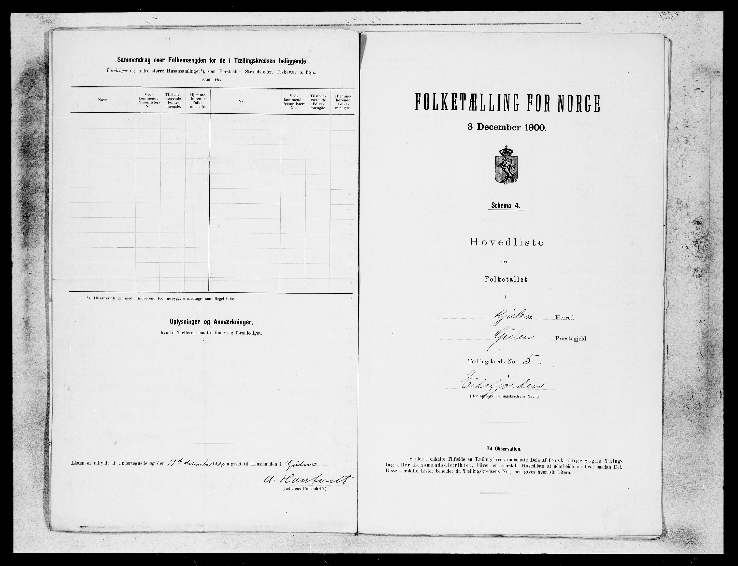 SAB, Folketelling 1900 for 1411 Gulen herred, 1900, s. 9