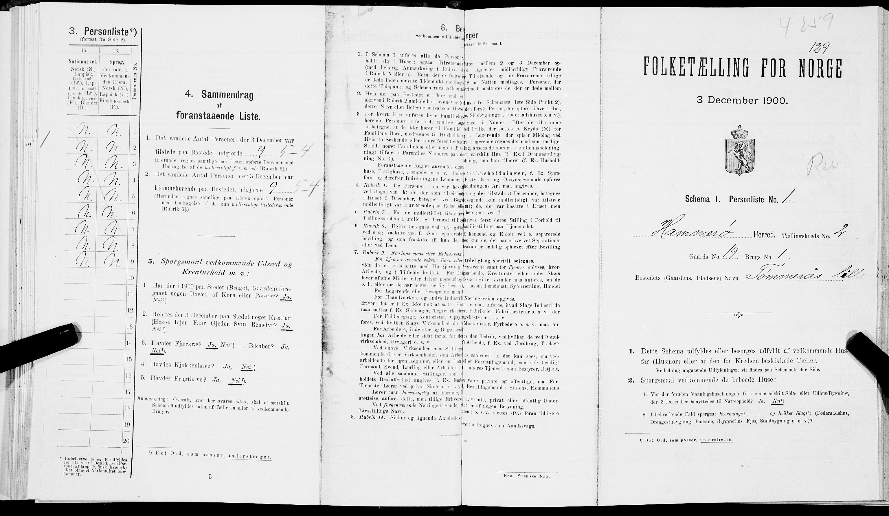 SAT, Folketelling 1900 for 1849 Hamarøy herred, 1900, s. 146