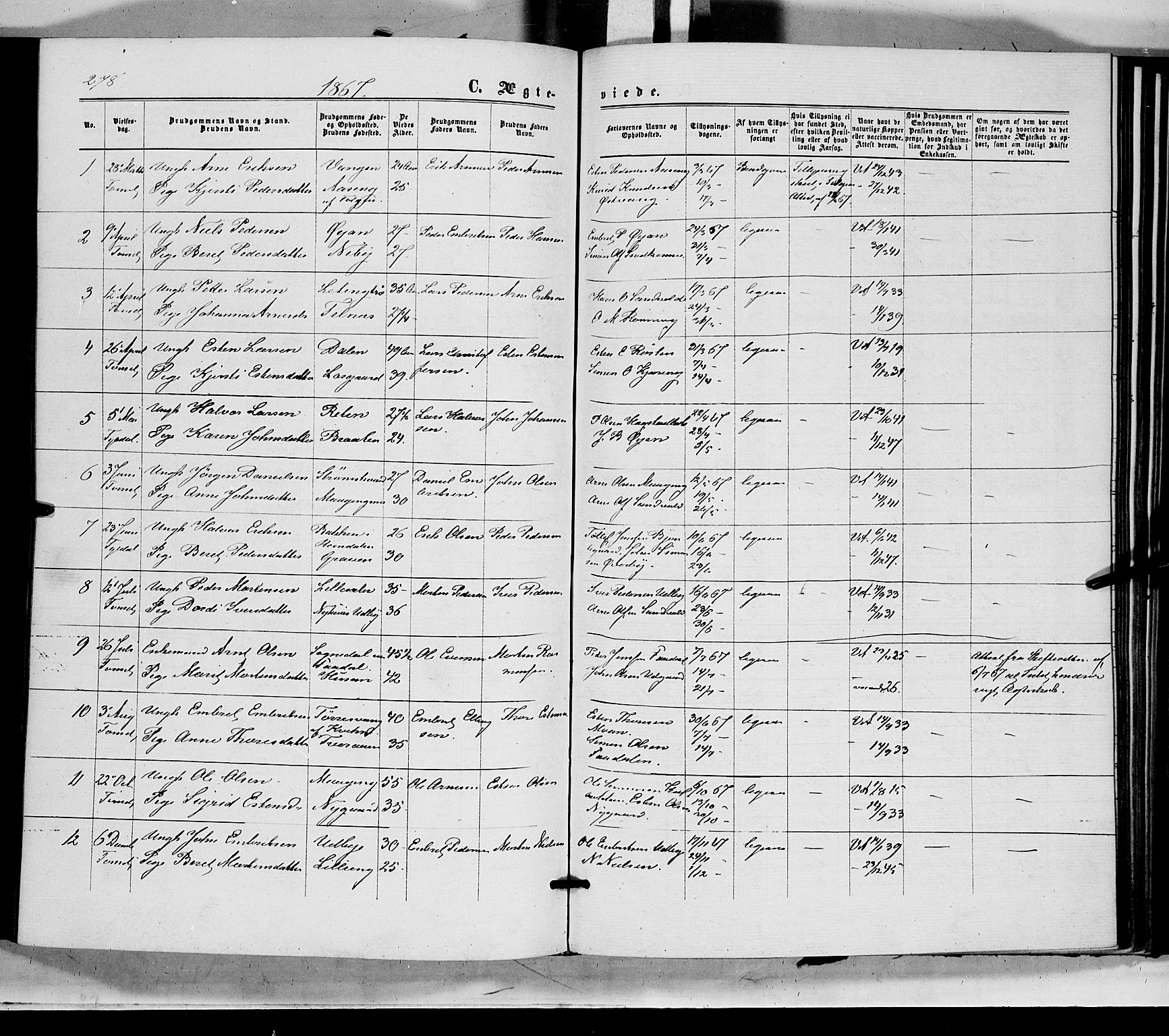 Tynset prestekontor, AV/SAH-PREST-058/H/Ha/Haa/L0021: Ministerialbok nr. 21, 1863-1879, s. 278