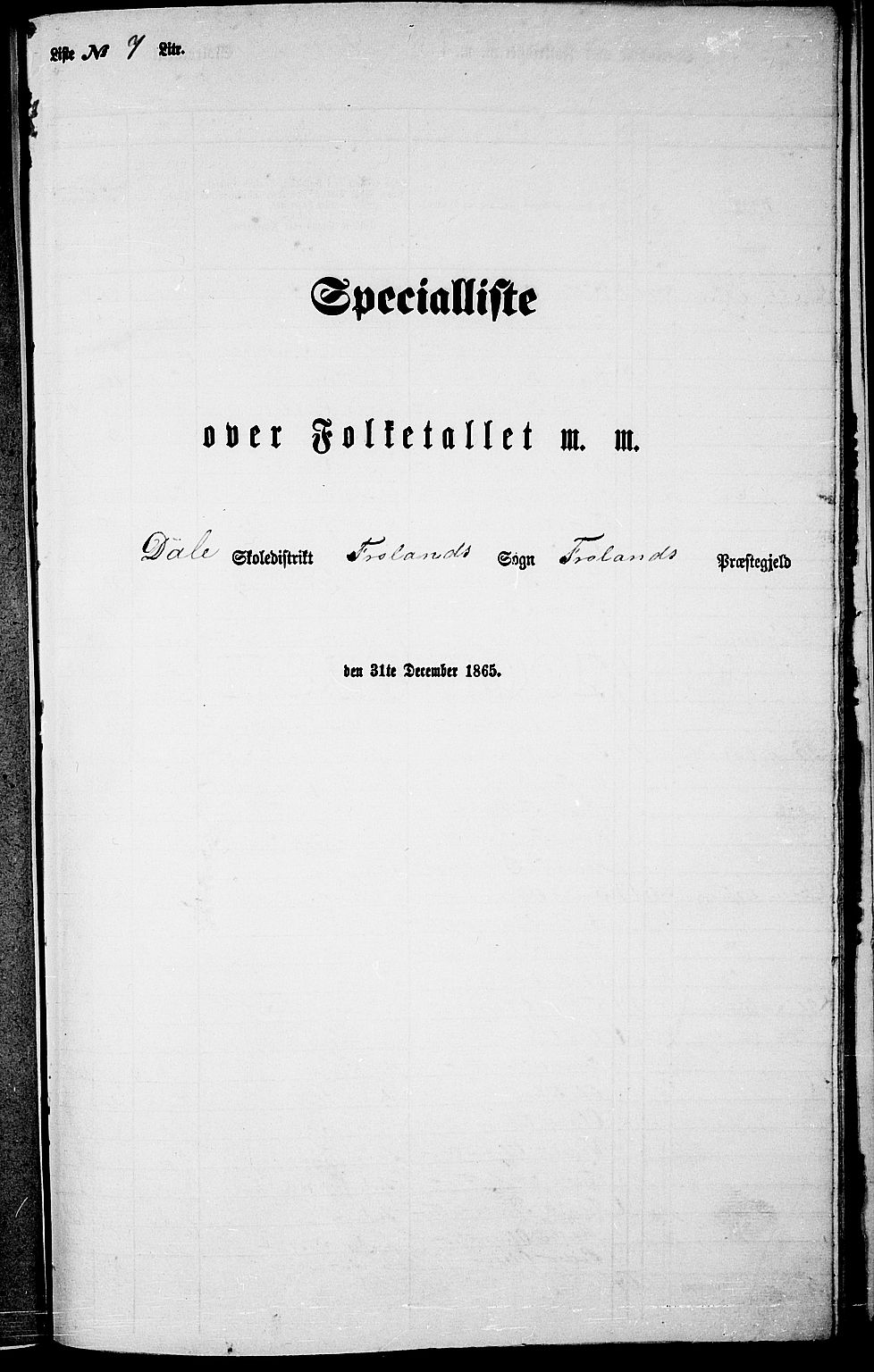 RA, Folketelling 1865 for 0919P Froland prestegjeld, 1865, s. 81