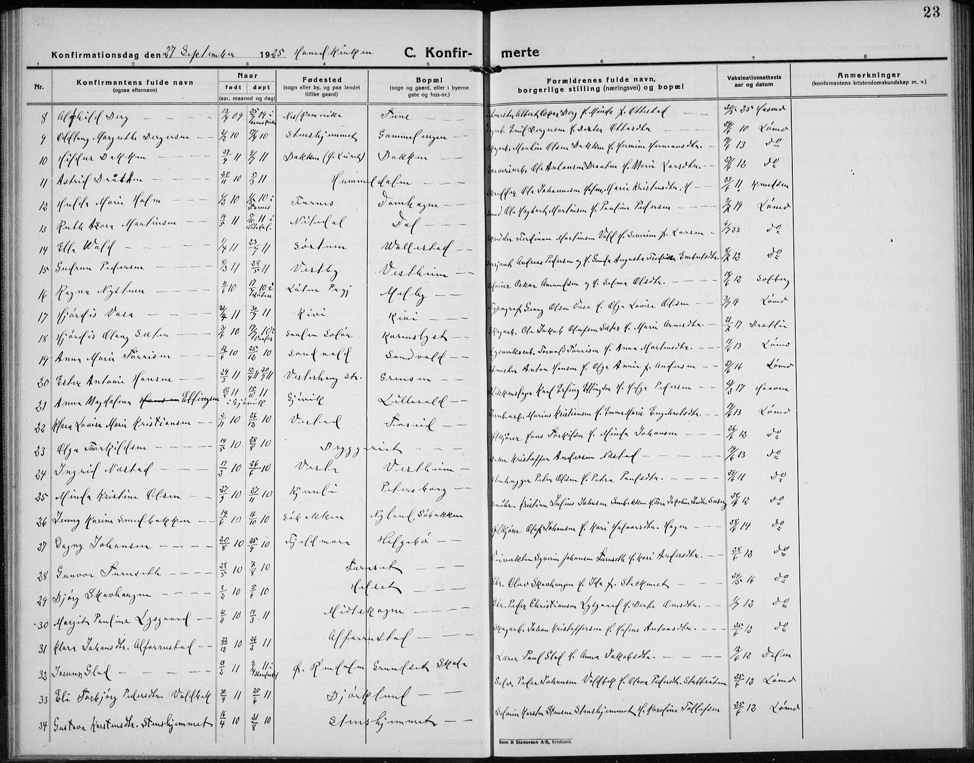 Elverum prestekontor, AV/SAH-PREST-044/H/Ha/Hab/L0032: Klokkerbok nr. 32, 1922-1936, s. 23