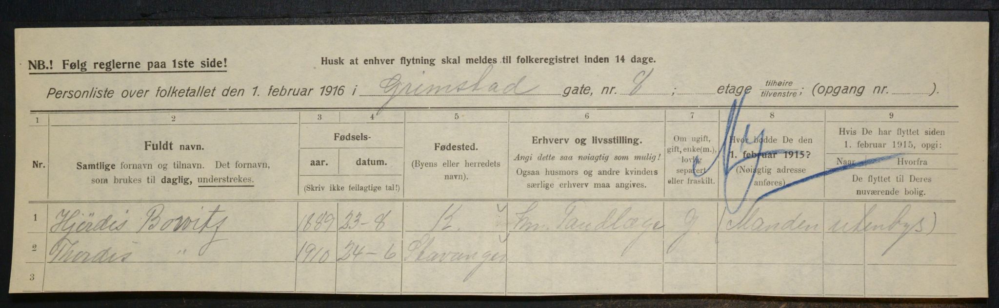 OBA, Kommunal folketelling 1.2.1916 for Kristiania, 1916, s. 30523