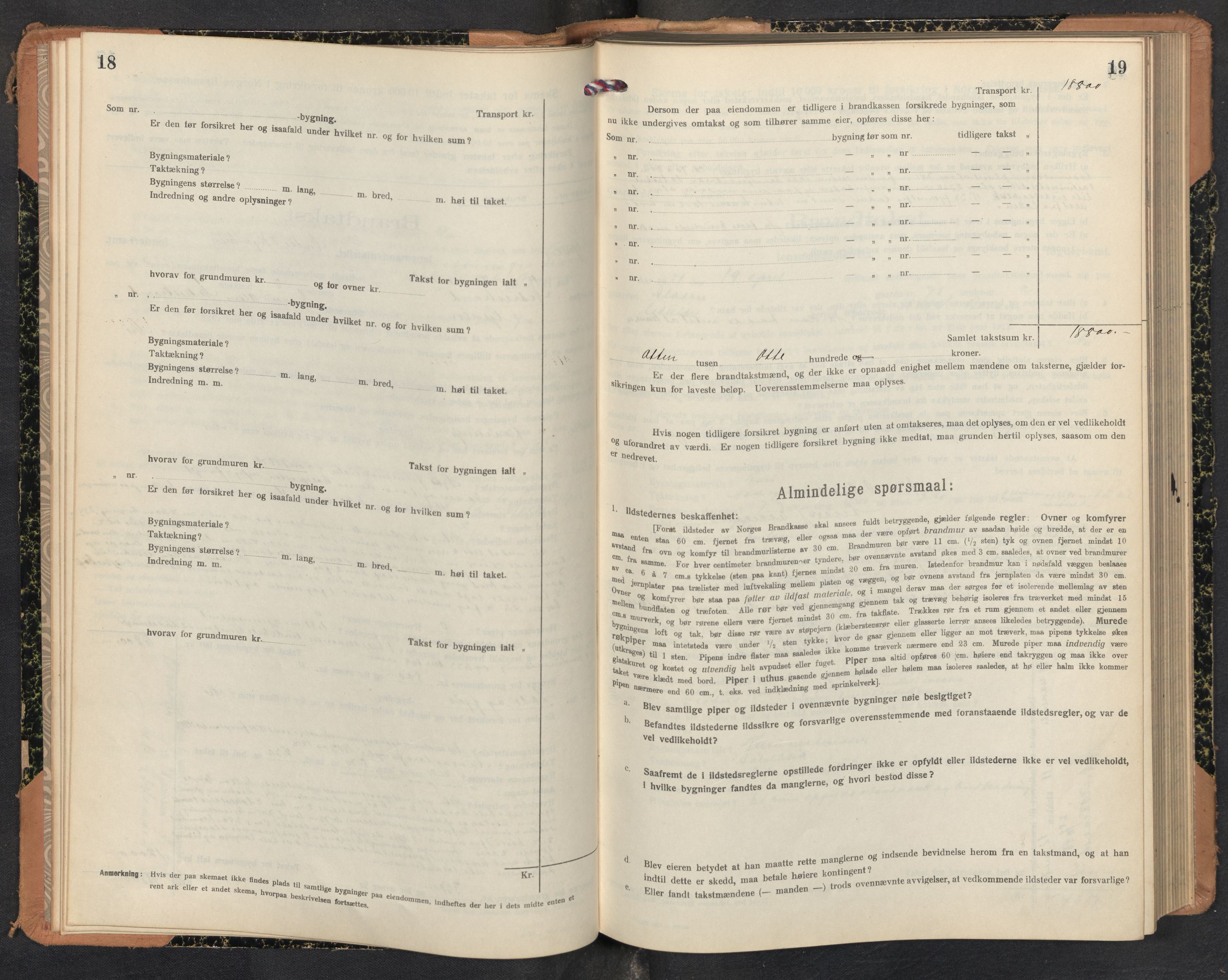 Lensmannen i Gaular, SAB/A-27601/0012/L0006: Branntakstprotokoll, skjematakst, 1917-1943, s. 18-19