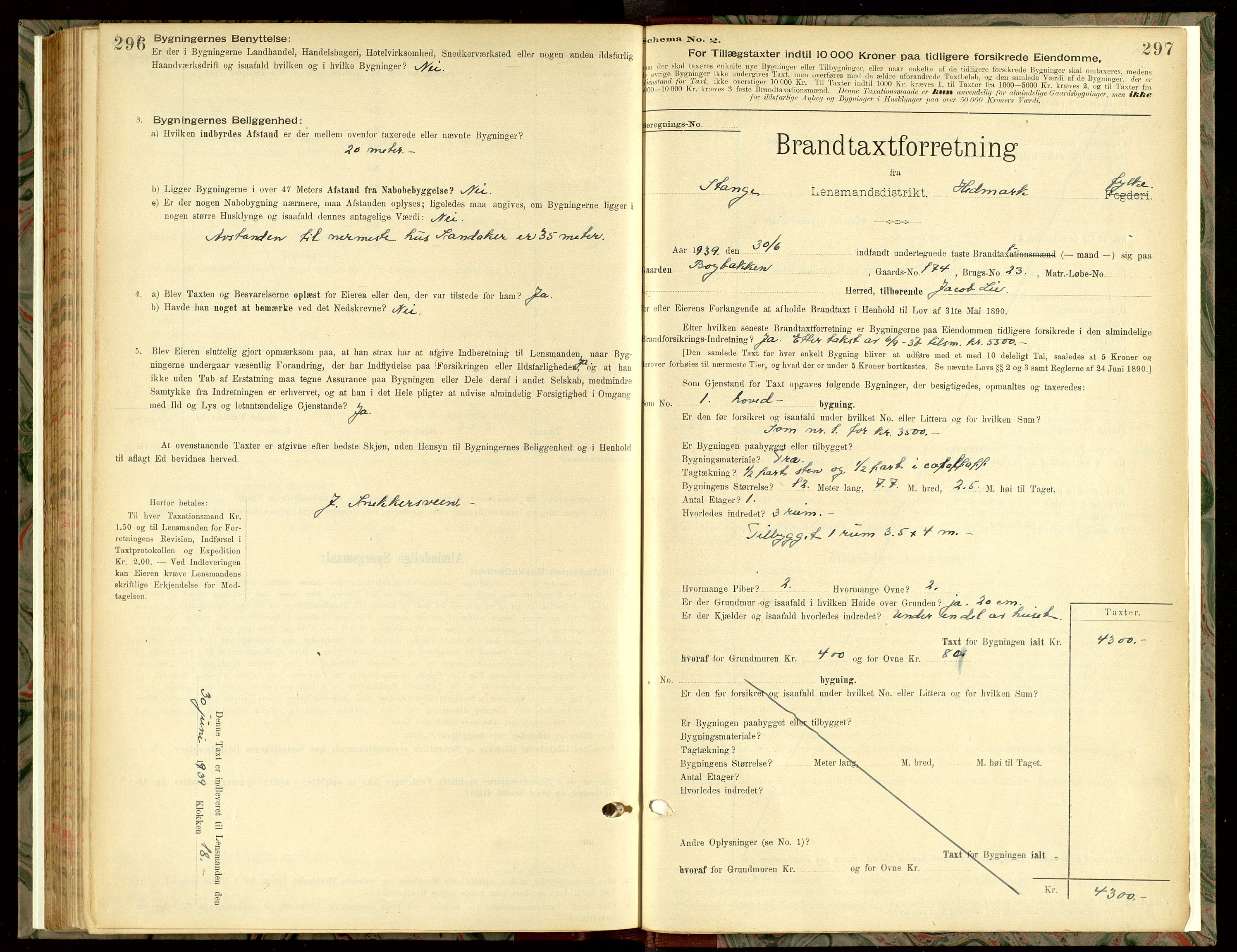 Norges Brannkasse, Stange, SAH/NBRANS-009/F/L0005: Branntakstprotokoll, 1899-1939, s. 298
