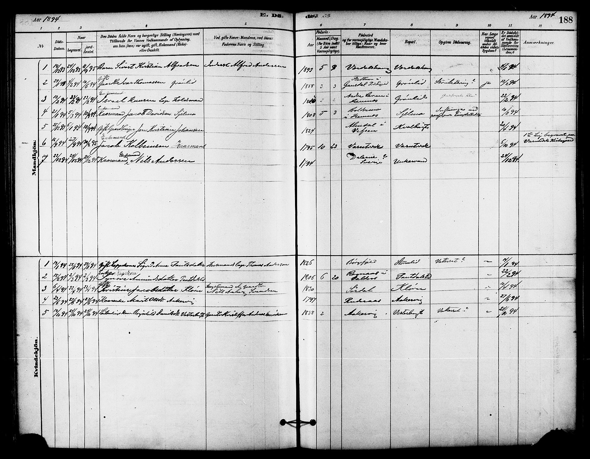 Ministerialprotokoller, klokkerbøker og fødselsregistre - Nordland, SAT/A-1459/823/L0325: Ministerialbok nr. 823A02, 1878-1898, s. 188