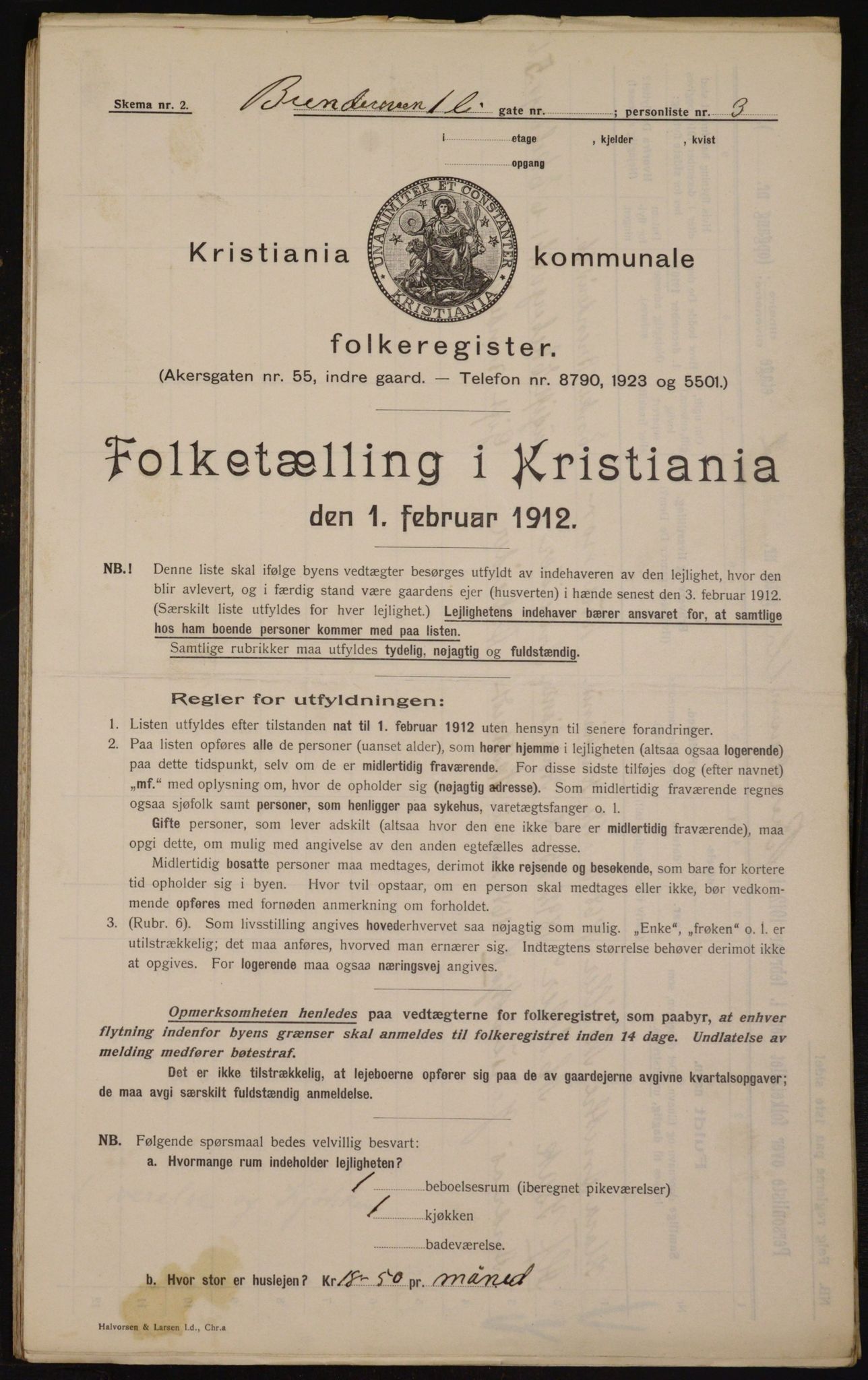 OBA, Kommunal folketelling 1.2.1912 for Kristiania, 1912, s. 8523