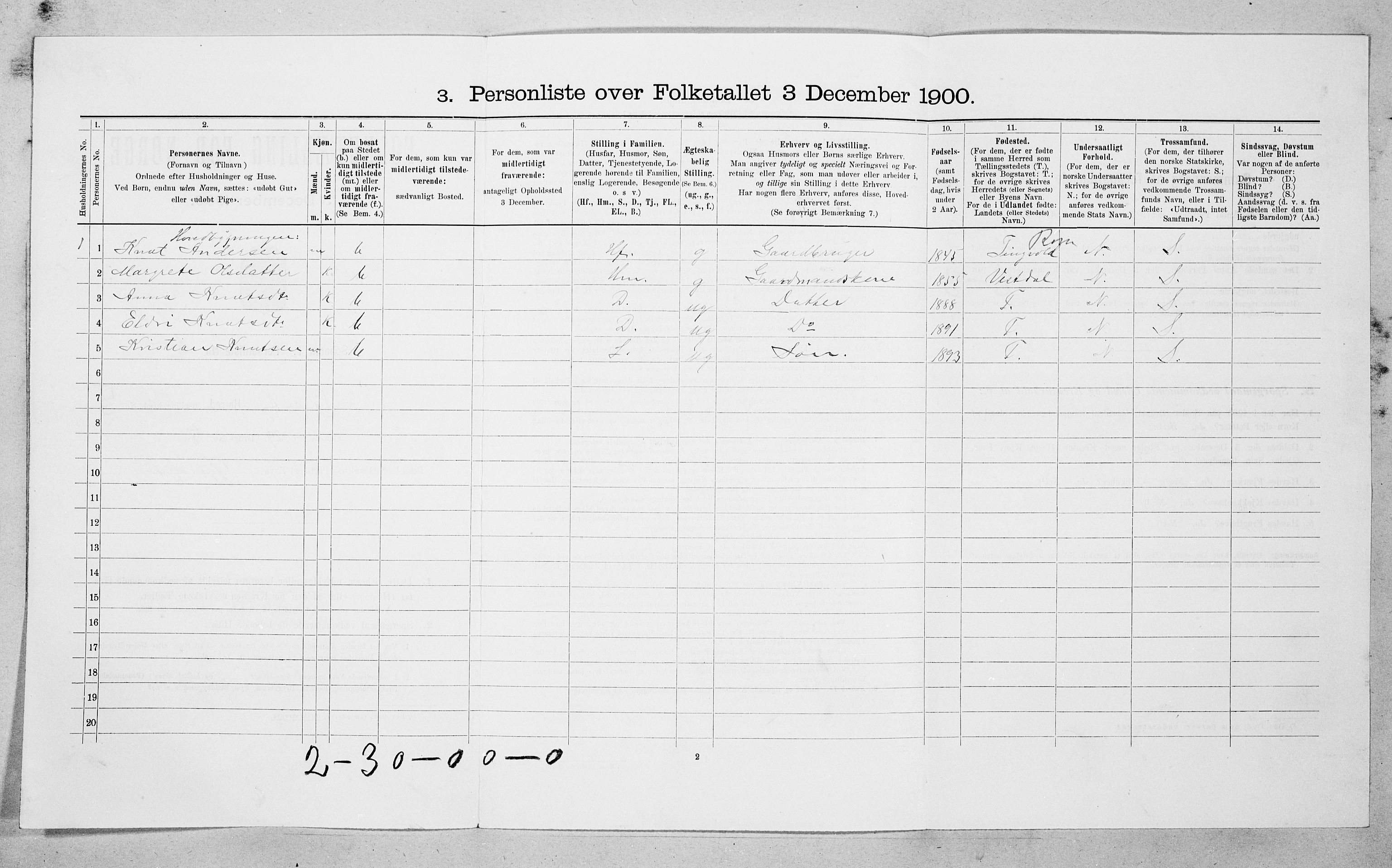 SAT, Folketelling 1900 for 1543 Nesset herred, 1900, s. 310