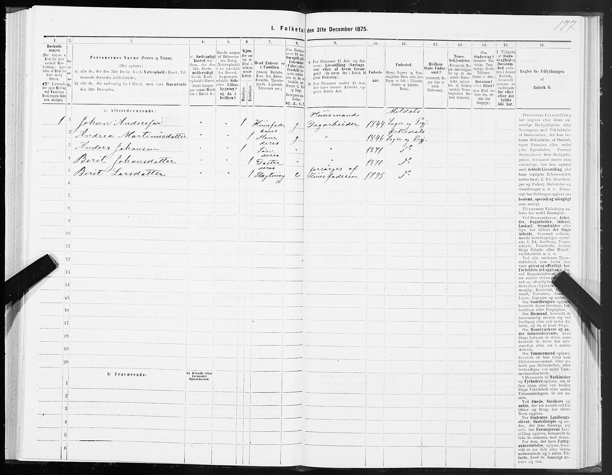 SAT, Folketelling 1875 for 1638P Orkdal prestegjeld, 1875, s. 4177