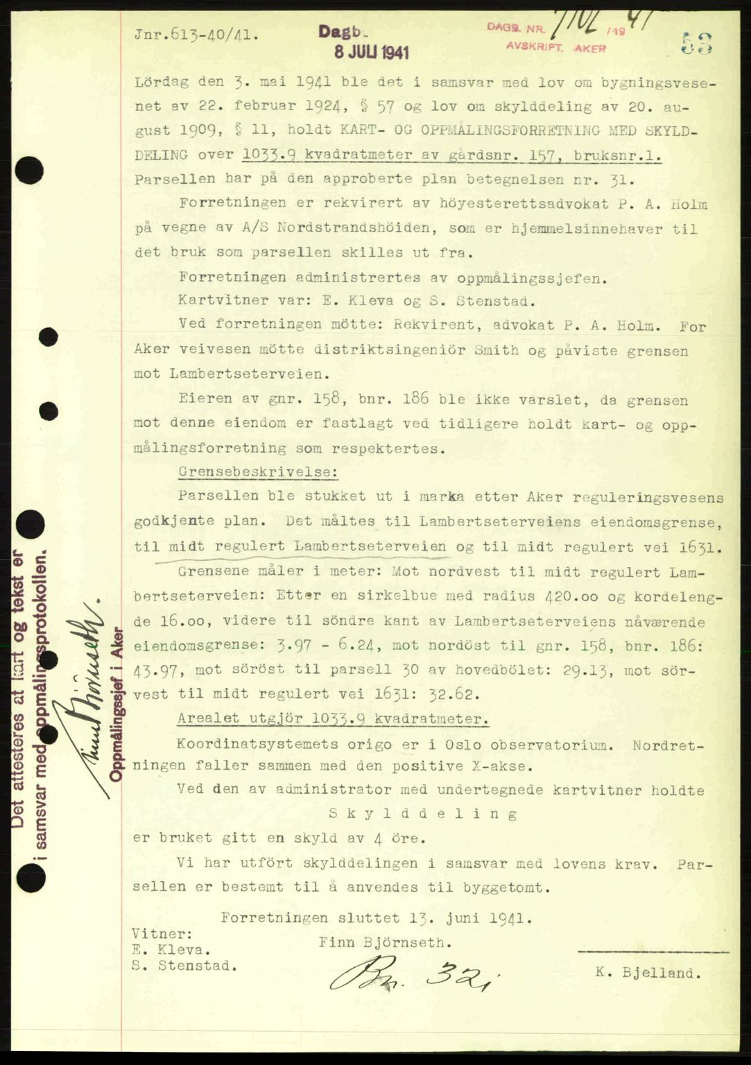 Aker herredsskriveri, SAO/A-10896/G/Gb/Gba/Gbab/L0048: Pantebok nr. A172-173, 1941-1941, Dagboknr: 7102/1941