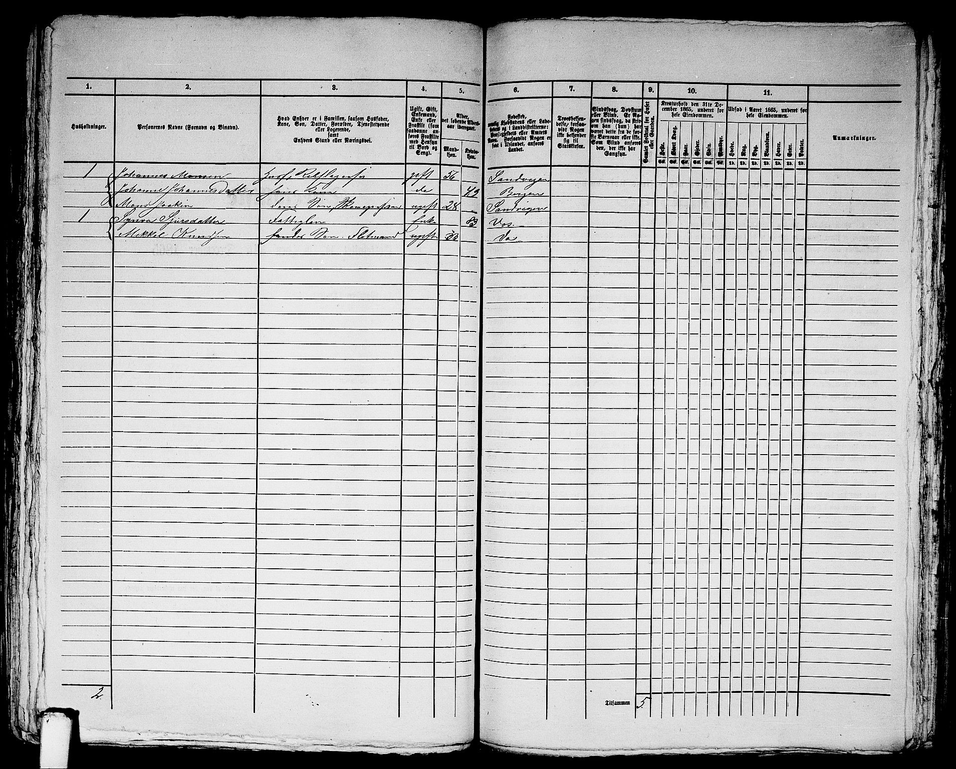 RA, Folketelling 1865 for 1281L Bergen Landdistrikt, Domkirkens landsokn og Korskirkens landsokn, 1865, s. 210