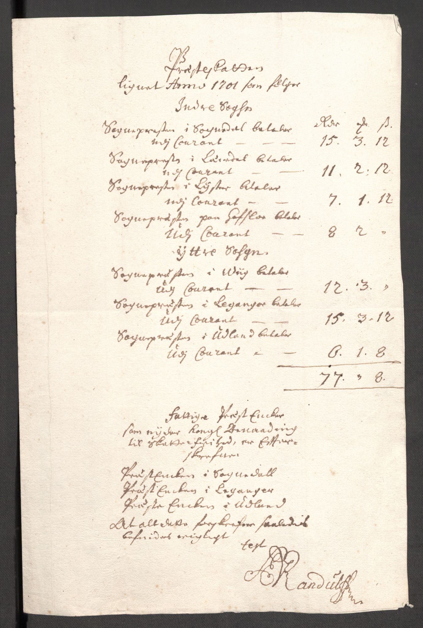 Rentekammeret inntil 1814, Reviderte regnskaper, Fogderegnskap, RA/EA-4092/R52/L3311: Fogderegnskap Sogn, 1700-1701, s. 423