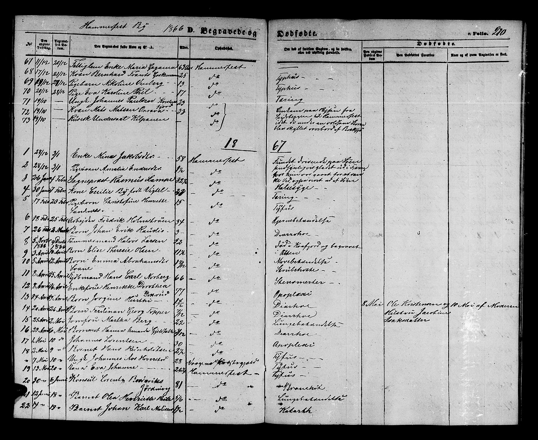Hammerfest sokneprestkontor, AV/SATØ-S-1347/H/Hb/L0003.klokk: Klokkerbok nr. 3 /1, 1862-1868, s. 210