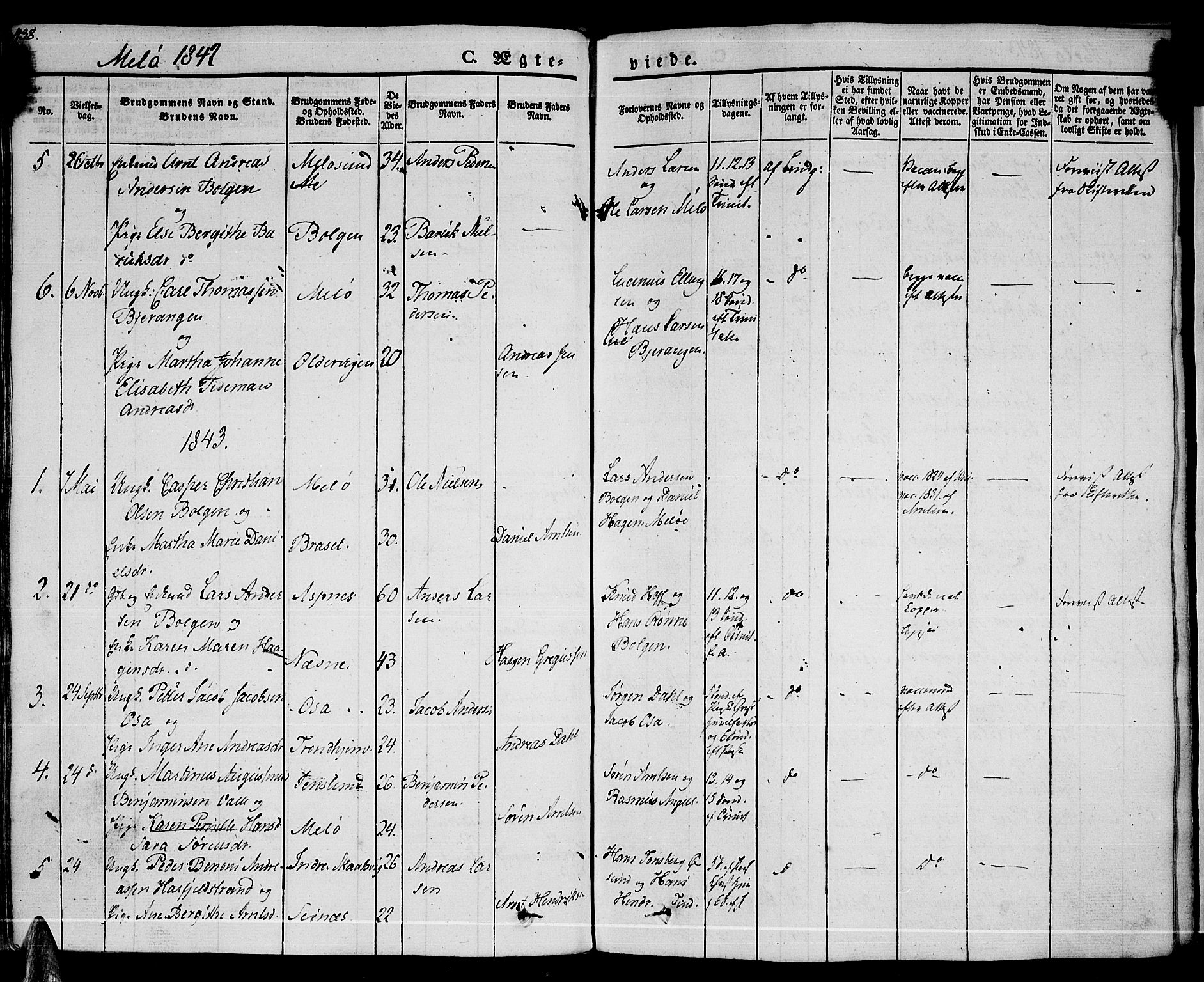 Ministerialprotokoller, klokkerbøker og fødselsregistre - Nordland, AV/SAT-A-1459/841/L0600: Ministerialbok nr. 841A07 /2, 1824-1843, s. 438