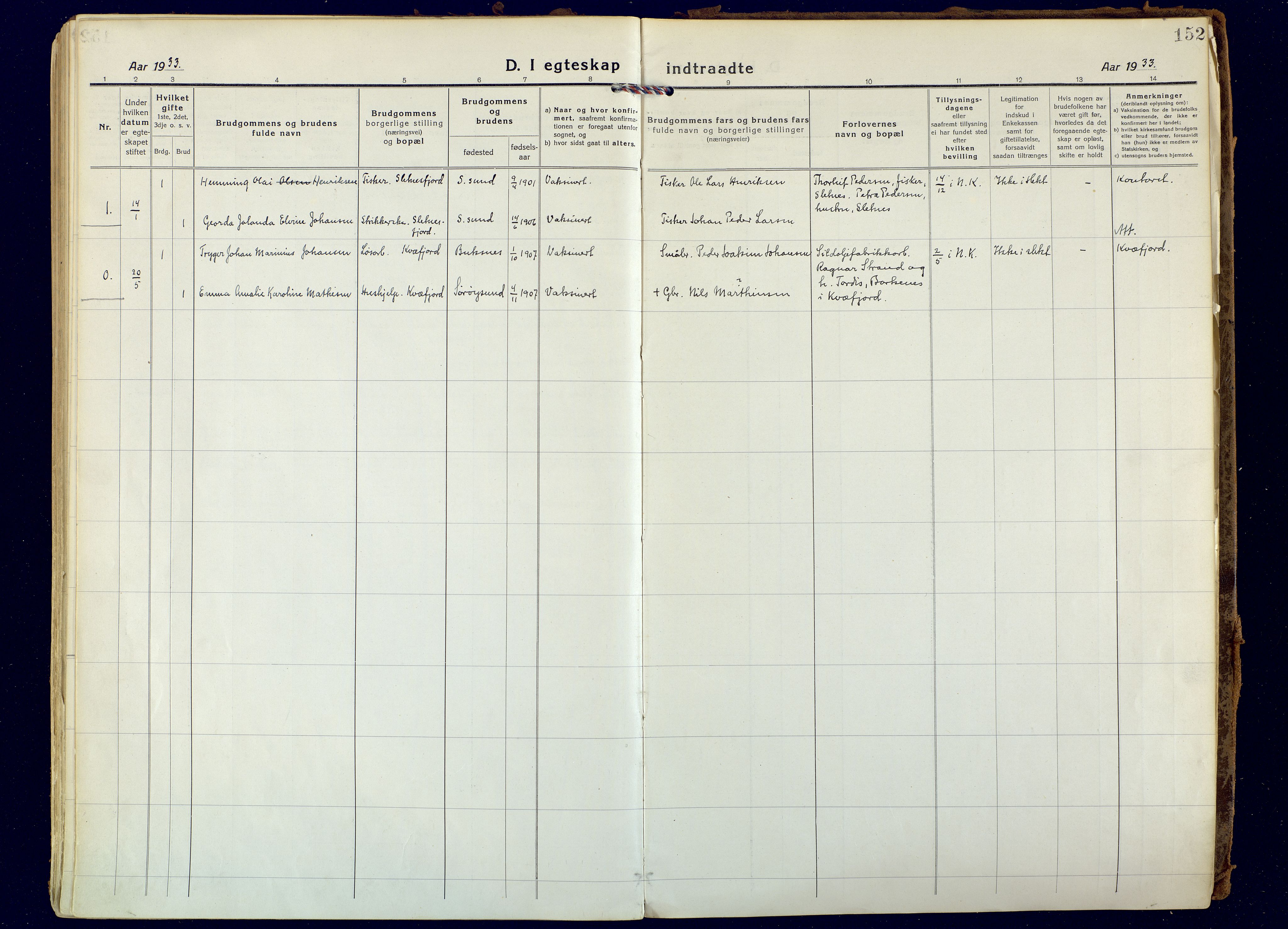 Hammerfest sokneprestkontor, SATØ/S-1347: Ministerialbok nr. 18, 1918-1933, s. 152