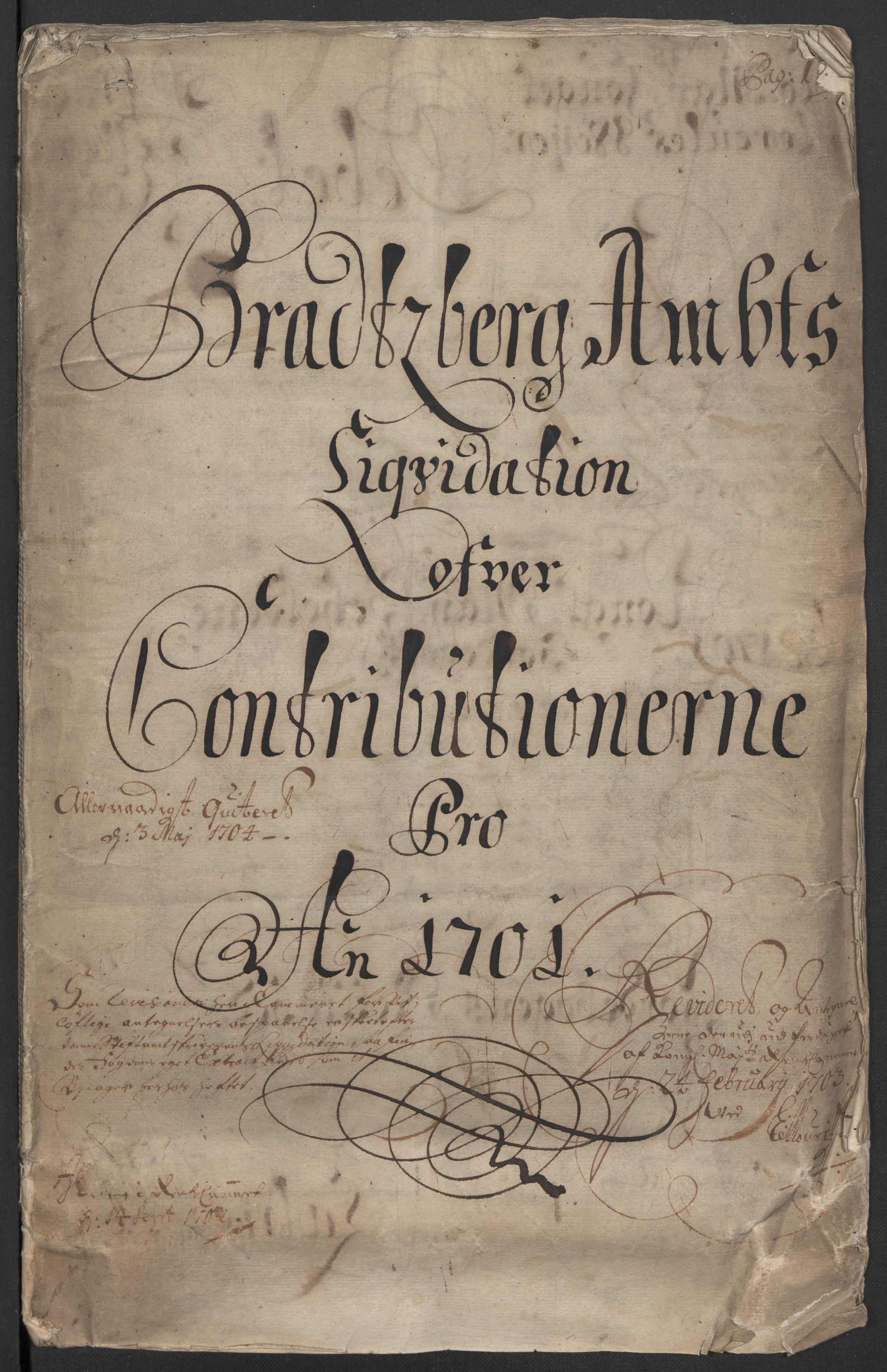 Rentekammeret inntil 1814, Reviderte regnskaper, Fogderegnskap, RA/EA-4092/R36/L2105: Fogderegnskap Øvre og Nedre Telemark og Bamble, 1701, s. 4