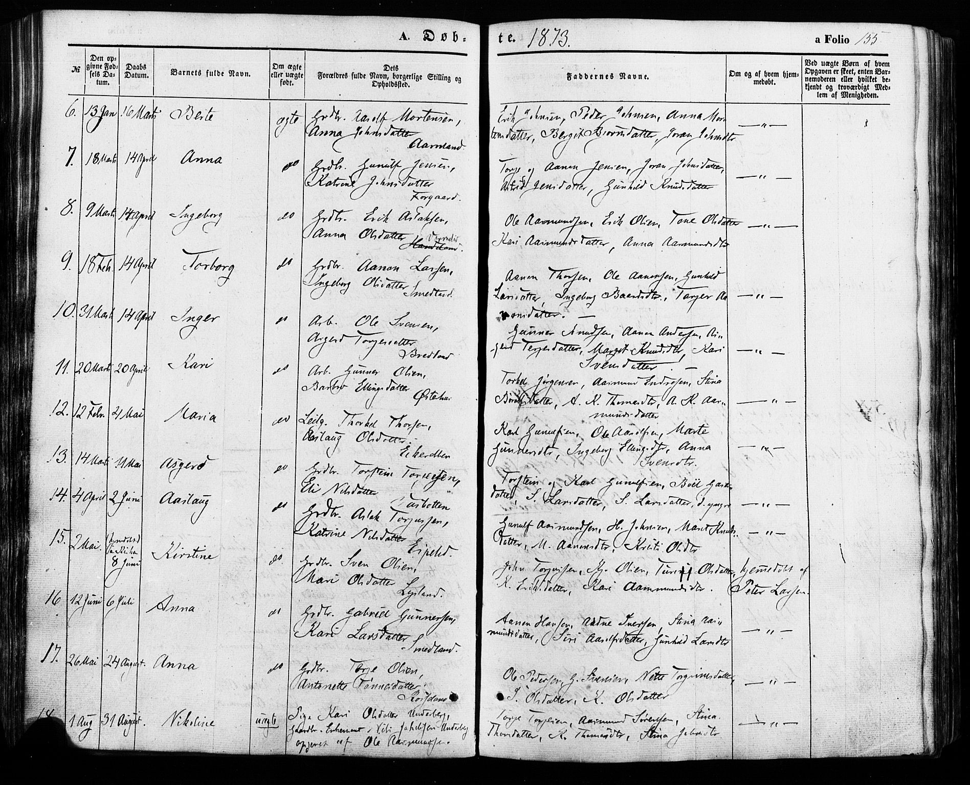 Åseral sokneprestkontor, AV/SAK-1111-0051/F/Fa/L0002: Ministerialbok nr. A 2, 1854-1884, s. 154