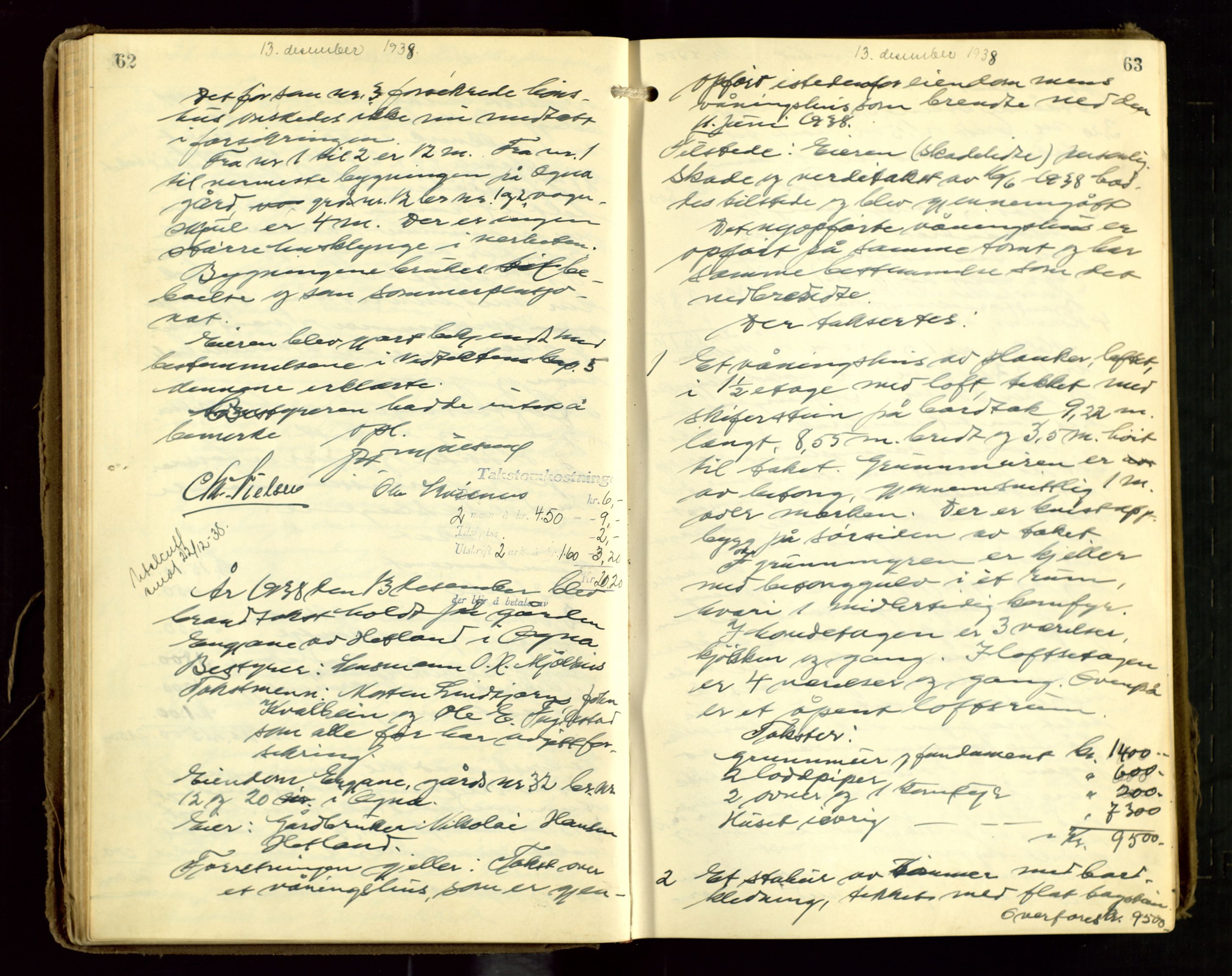 Eigersund lensmannskontor, AV/SAST-A-100171/Goa/L0006: "Brandtakstprotokoll", 1937-1943, s. 62-63